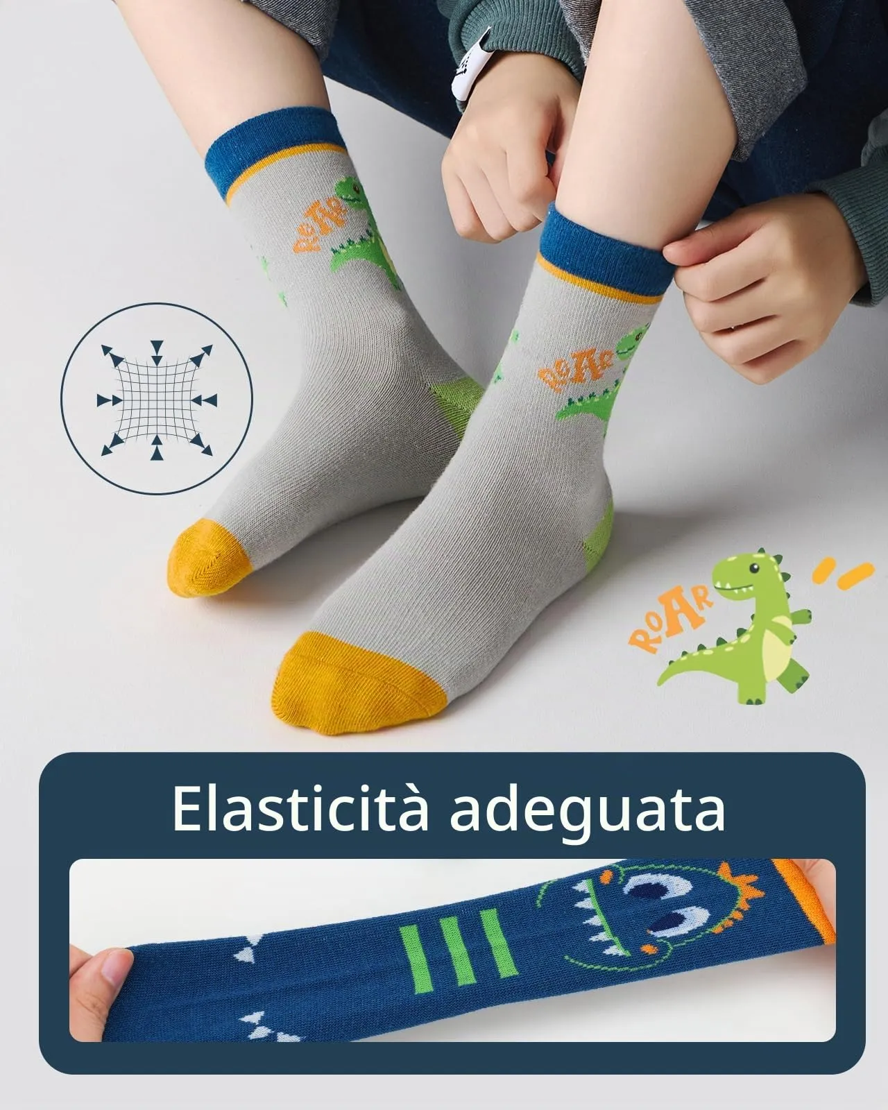 Kyopp 10 Paia Calzini per Bambini e Ragazze e Ragazzi Divertenti Calzini Animali in Cotone Unisex per Crew Socks 21-37 - immagine 2
