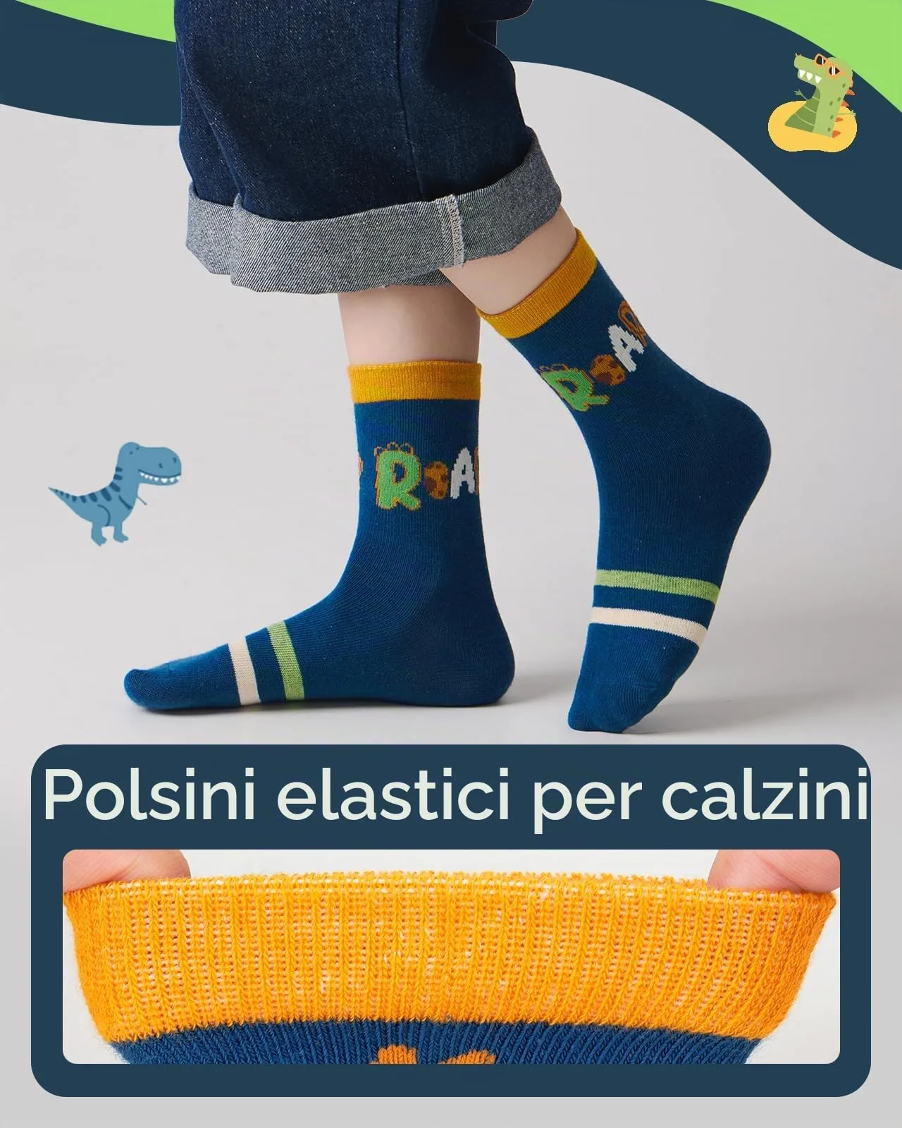 Kyopp 10 Paia Calzini per Bambini e Ragazze e Ragazzi Divertenti Calzini Animali in Cotone Unisex per Crew Socks 21-37 - immagine 3