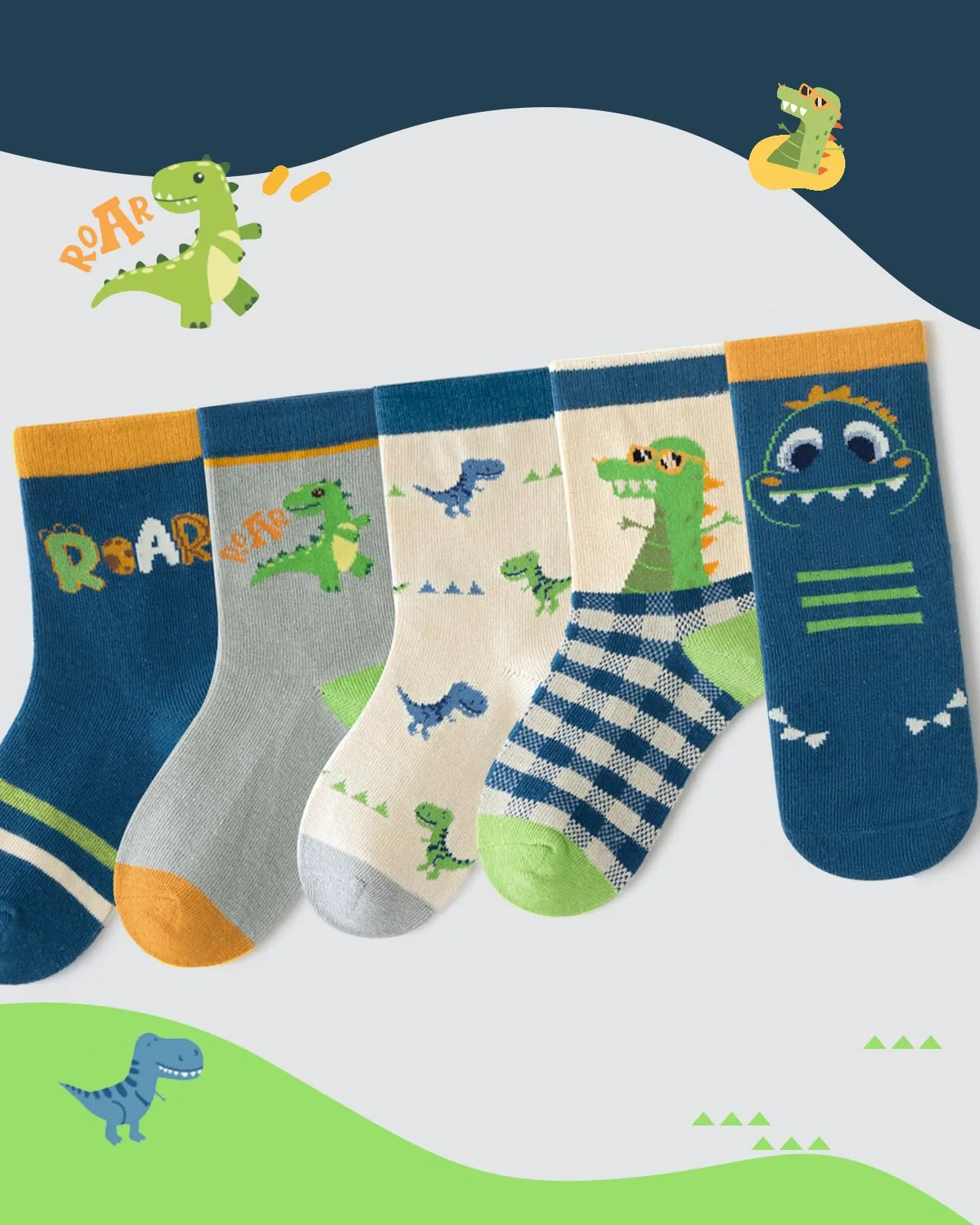 Kyopp 10 Paia Calzini per Bambini e Ragazze e Ragazzi Divertenti Calzini Animali in Cotone Unisex per Crew Socks 21-37 - immagine 7