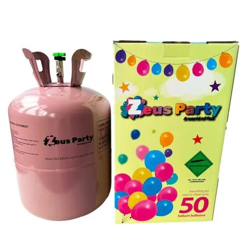 Zeus Party Elio per palloncini - Kit Bombola gas elio per il gonfiaggio di 50 palloncini NON INCLUSI per feste e party di ogni genere - circa 0,40 metri cubi di elio PURO - immagine 2