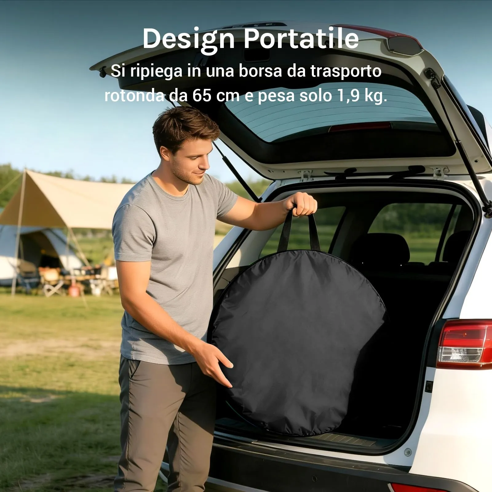 Wolfwise Tenda ad Apertura Istantanea Pop-Up, per Campeggio Spiaggia Bagno Spogliatoio Doccia Riparo Privato, WC, Toilet, Larghezza 47" (120 cm), Altezza 83" (210 cm), Nero - immagine 7