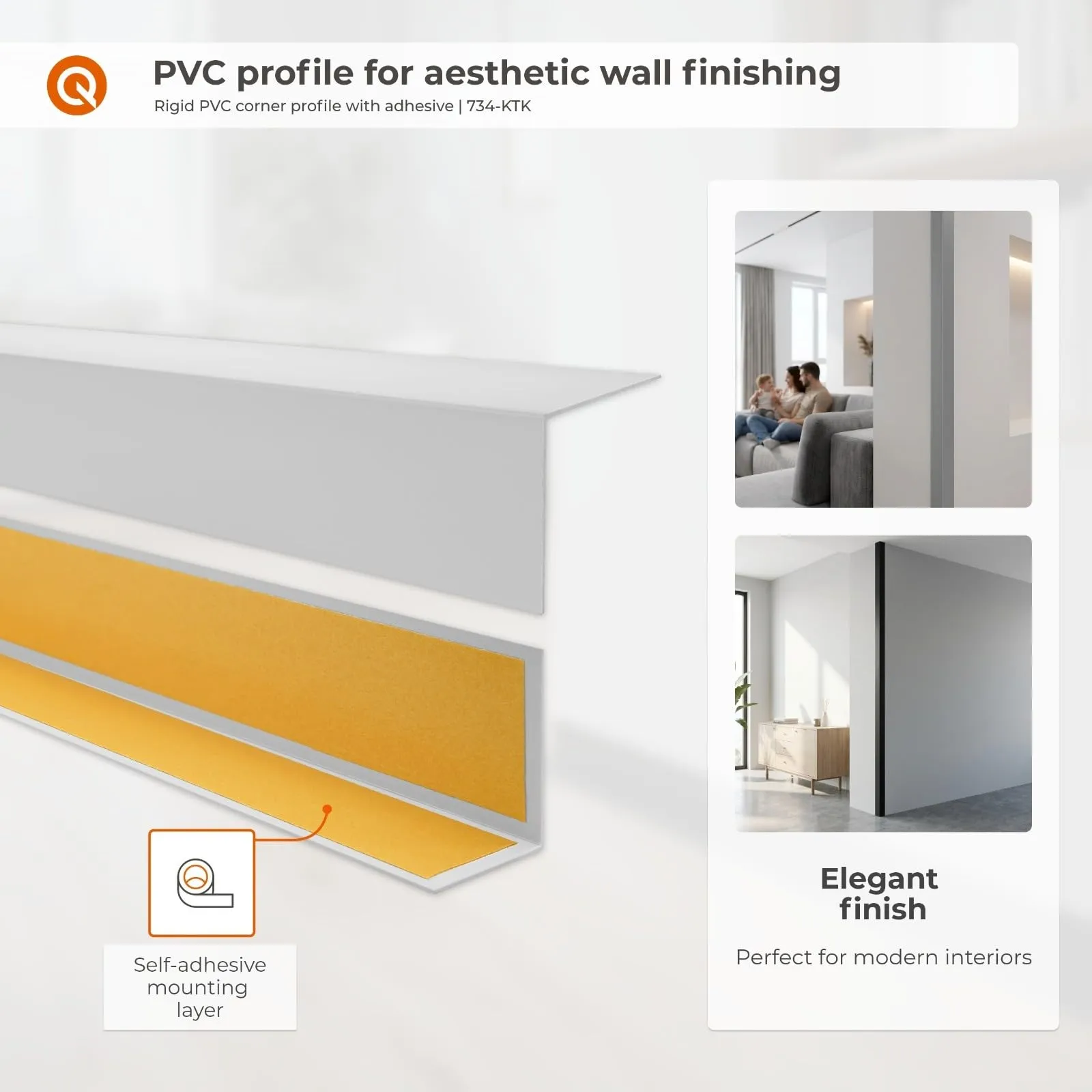 Quest Profilo Angolare PVC 15x15 mm Autoadesivo - Blu, 200 cm - immagine 2
