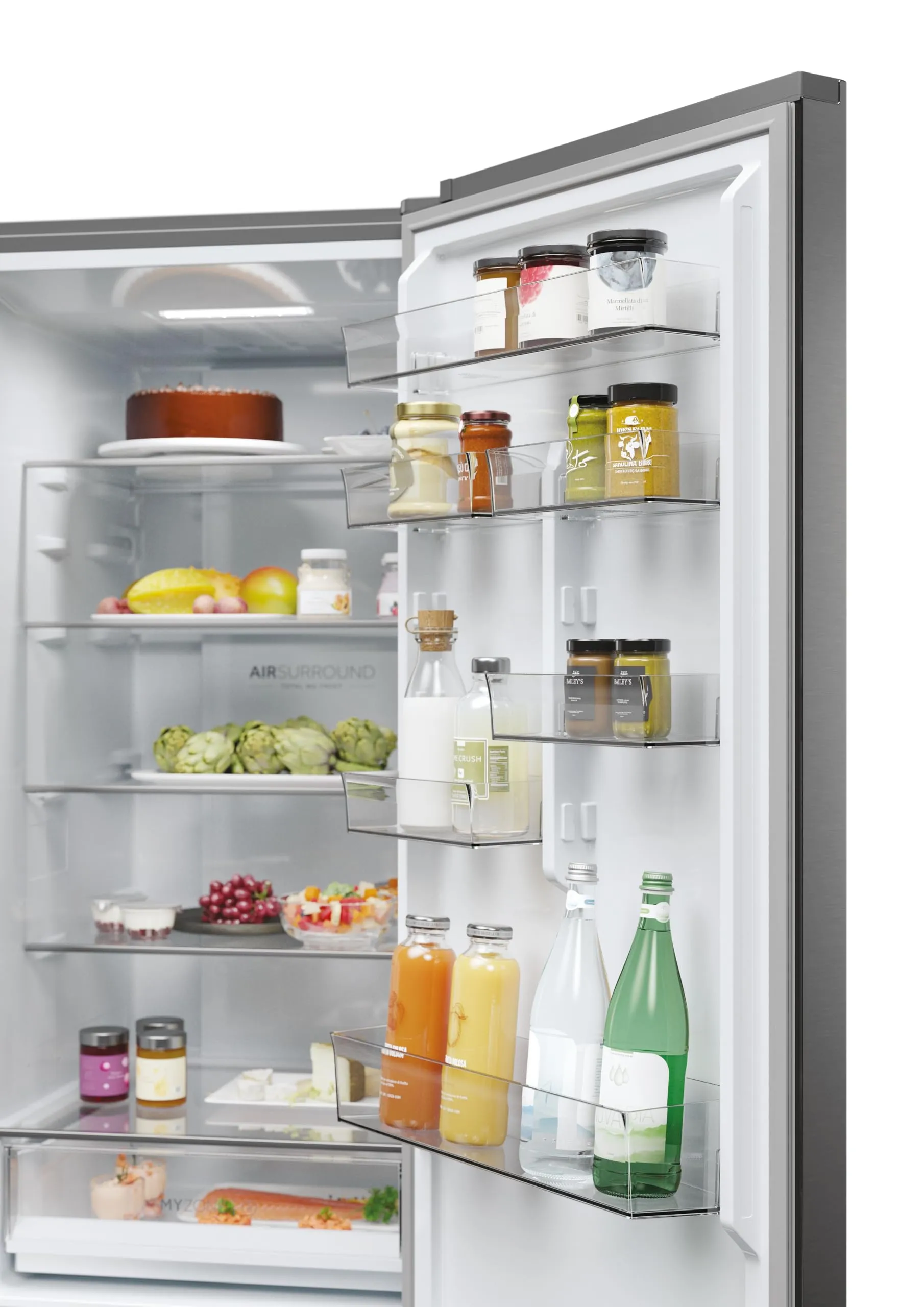 Haier 2D 60 Serie 3 PRO Frigorifero Combinato 406L (289L Frigo + 117L Freezer), Total No Frost, Wi-Fi hOn App, Air Surround, My Zone Pro, Classe D, Dark Inox, 205x59,5x66,7 cm (AxLxP), HDPW3620DNPD - immagine 6
