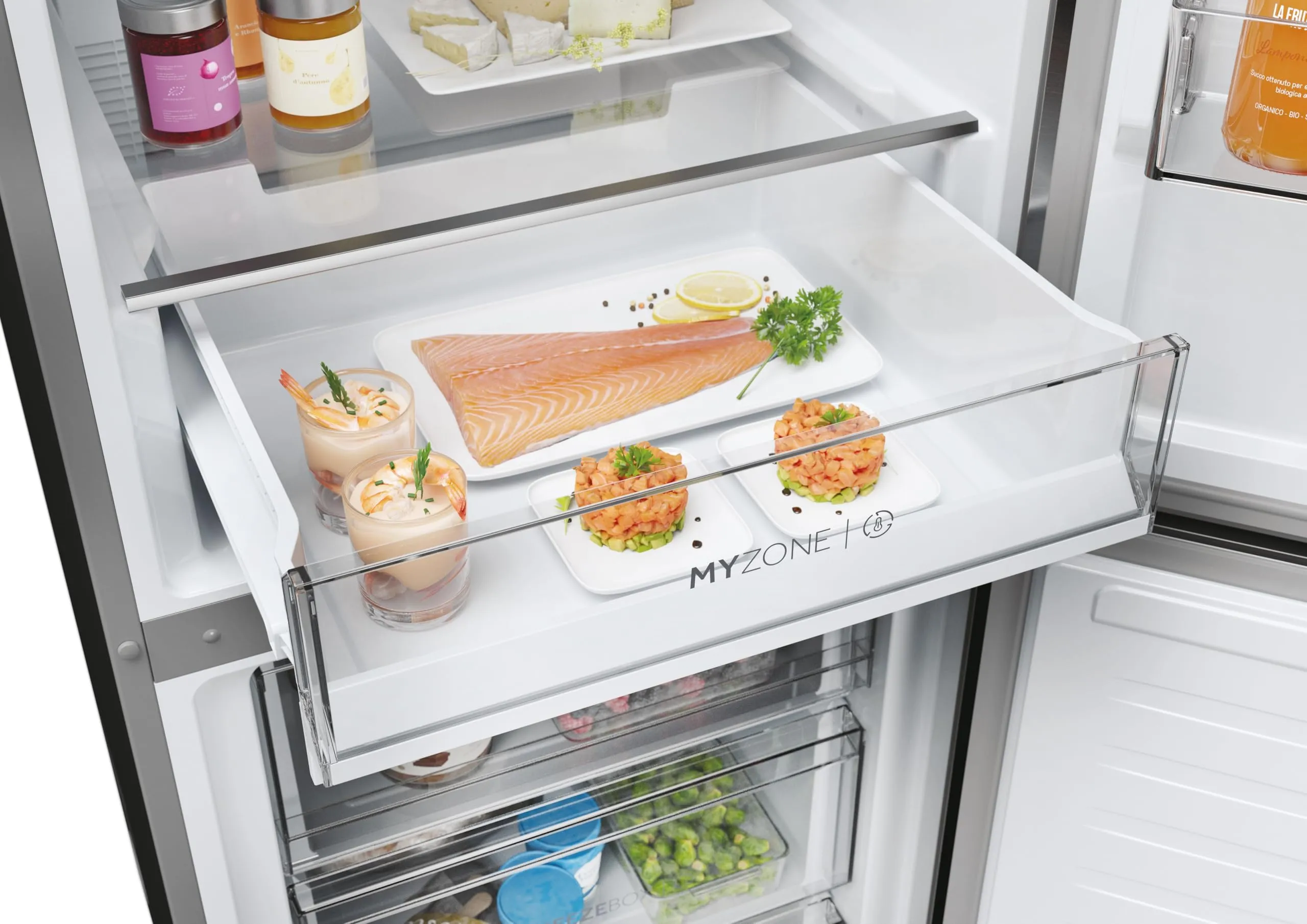 Haier 2D 60 Serie 3 PRO Frigorifero Combinato 406L (289L Frigo + 117L Freezer), Total No Frost, Wi-Fi hOn App, Air Surround, My Zone Pro, Classe D, Dark Inox, 205x59,5x66,7 cm (AxLxP), HDPW3620DNPD - immagine 7