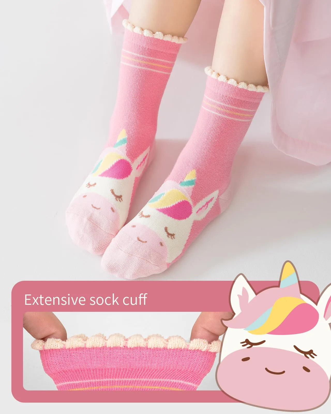 Kyopp 5 Paia Calzini per Bambini e Ragazze e Ragazzi Divertenti Calzini Animali in Cotone Unisex per Crew Socks 21-37 - immagine 3