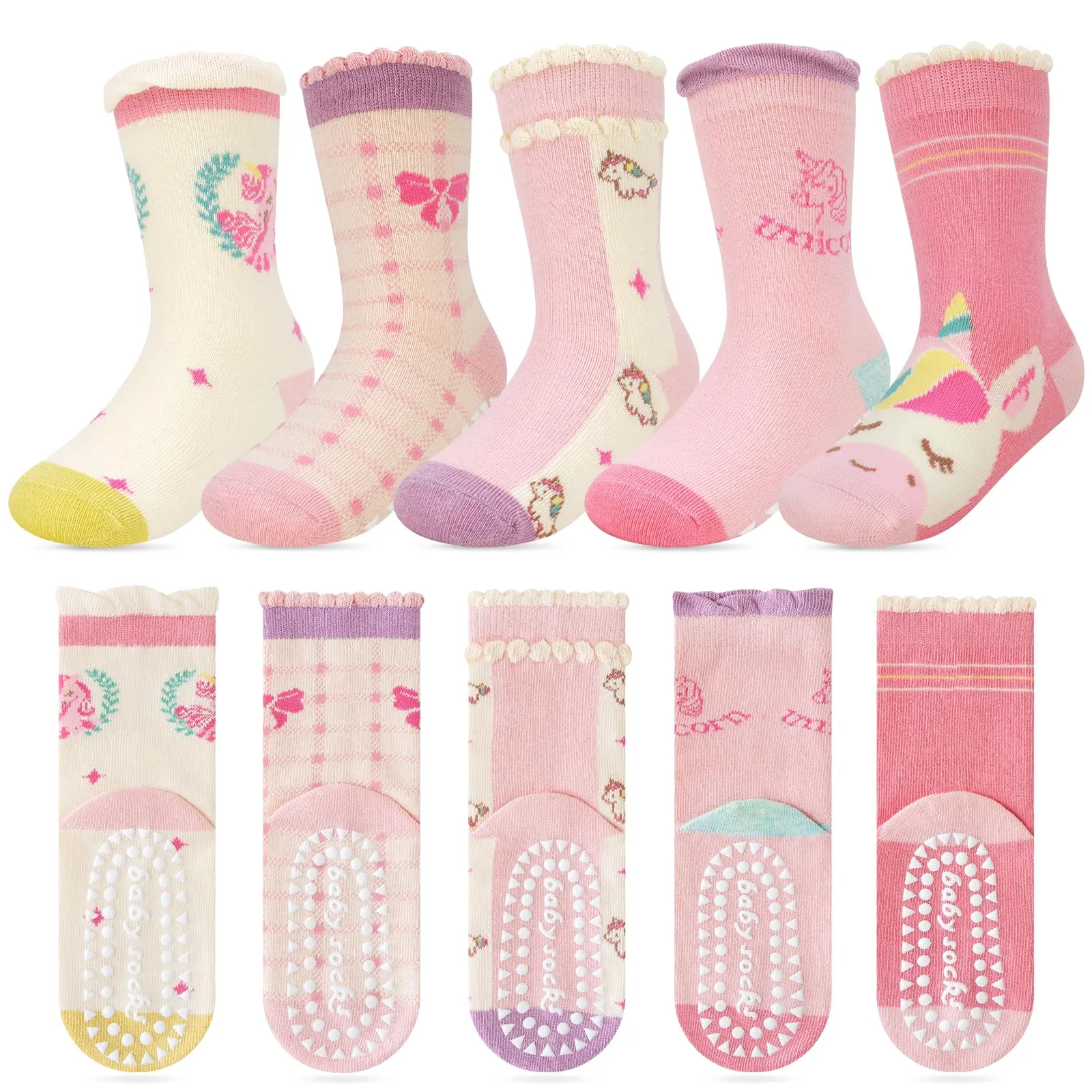 Kyopp 5 Paia Calzini per Bambini e Ragazze e Ragazzi Divertenti Calzini Animali in Cotone Unisex per Crew Socks 21-37 - immagine 1