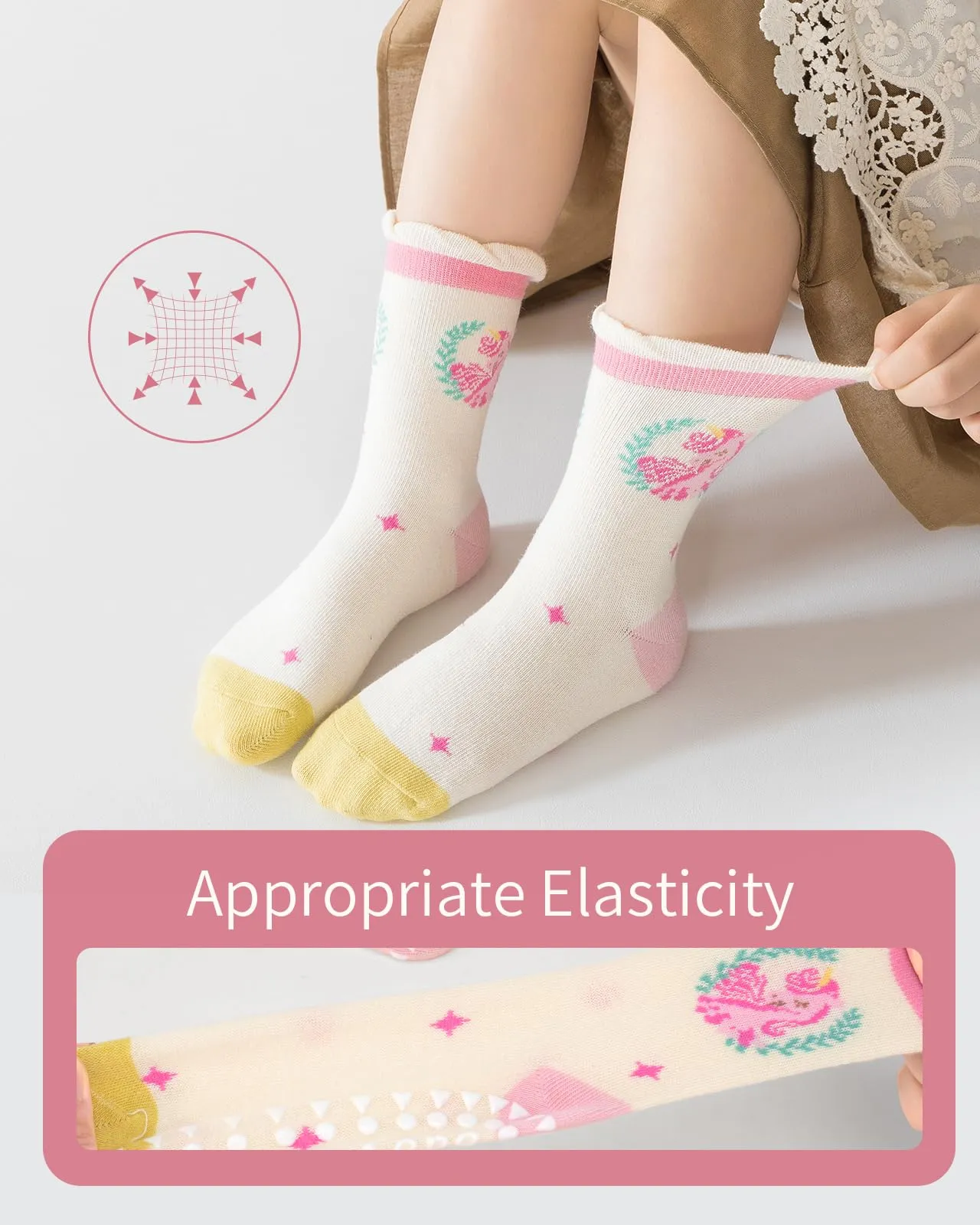 Kyopp 5 Paia Calzini per Bambini e Ragazze e Ragazzi Divertenti Calzini Animali in Cotone Unisex per Crew Socks 21-37 - immagine 5
