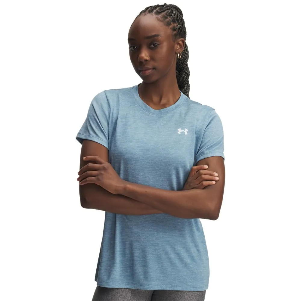 Under Armour Maglietta a maniche corte Tech Twist da donna, (418) Blu fumé / Bianco, XL - immagine 1
