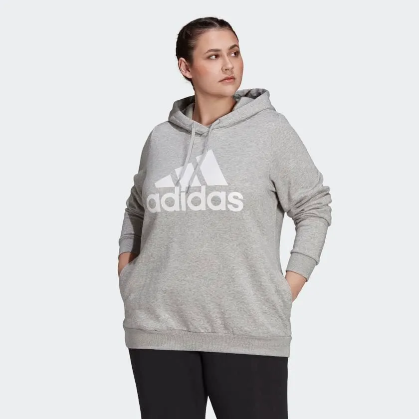 Adidas Felpa con Cappuccio da Donna W Lin Ft FZ HD (Confezione da 1), Grigio Medio mélange/Bianco, 3X - immagine 2