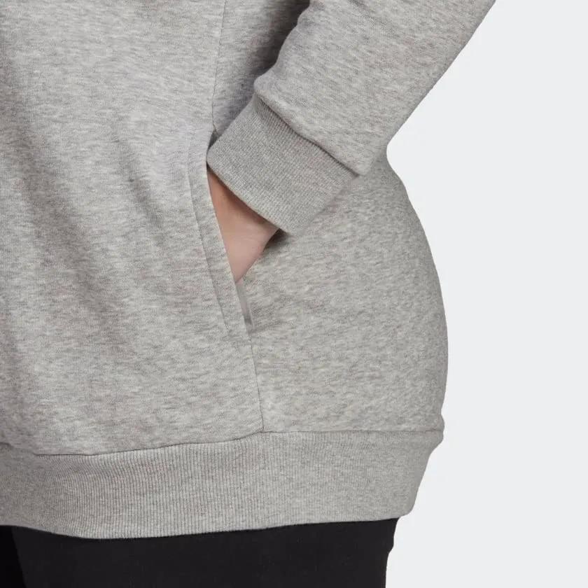 Adidas Felpa con Cappuccio da Donna W Lin Ft FZ HD (Confezione da 1), Grigio Medio mélange/Bianco, 3X - immagine 6