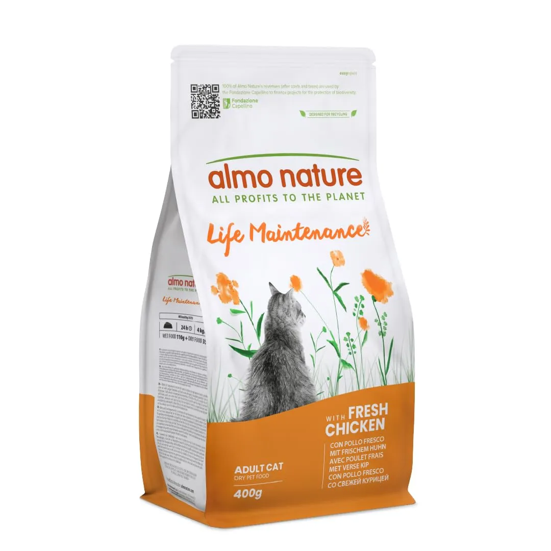 Almo Nature Life Maintenance - Crocchette per Gatti Adulti con Pollo Fresco come 1° Ingrediente - Sacco da 400g - immagine 1