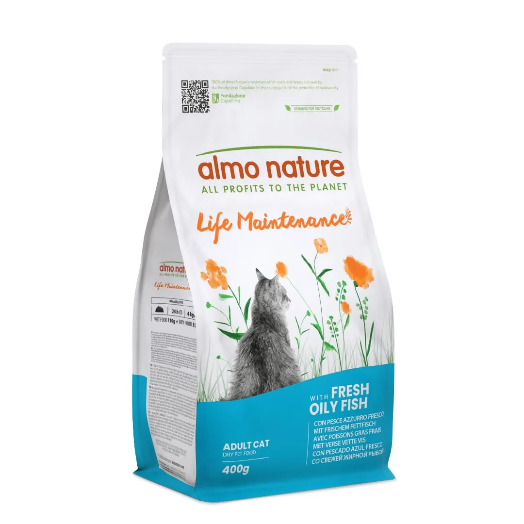 almo nature Life Maintenance - Crocchette per Gatti di Tutte Le età con Pesce Azzurro Fresco Come 1° Ingrediente - Sacco da 400g - immagine 1