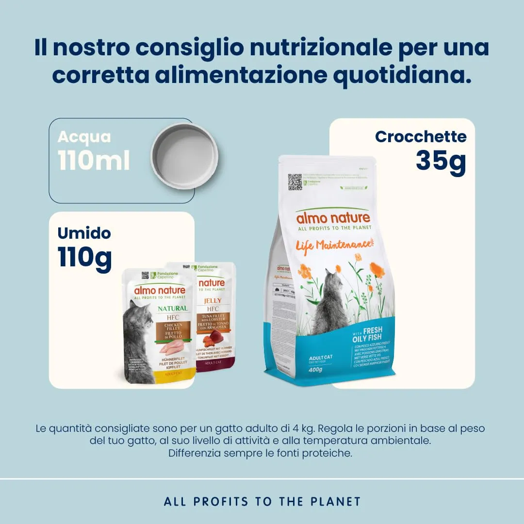 almo nature Life Maintenance - Crocchette per Gatti di Tutte Le età con Pesce Azzurro Fresco Come 1° Ingrediente - Sacco da 400g - immagine 3