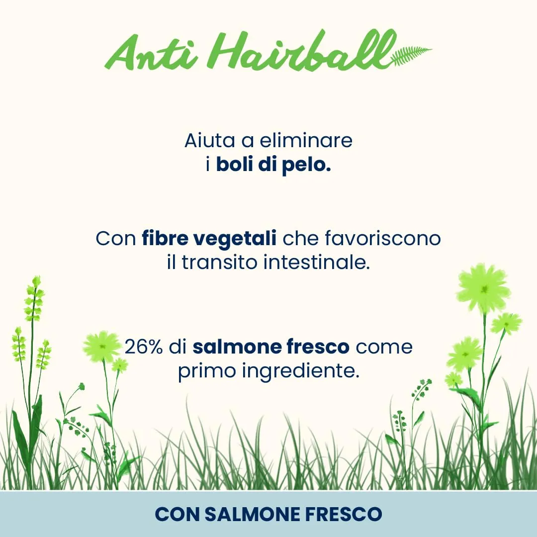 Almo Nature Anti Hairball - Crocchette Gatto Adulto con Salmone Fresco, con Miscela di Fibre Vegetali per Contrastare la Formazione di Boli di Pelo - Sacco da 2kg - immagine 2