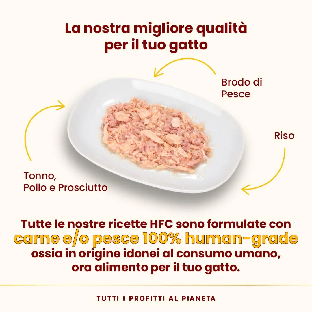 Almo Nature HFC Natural Light Meal - Alimento Umido per Gatti - Tonno, Pollo e Prosciutto - Human-Grade, Gluten-Free - 50g (Confezione da 4) - immagine 4