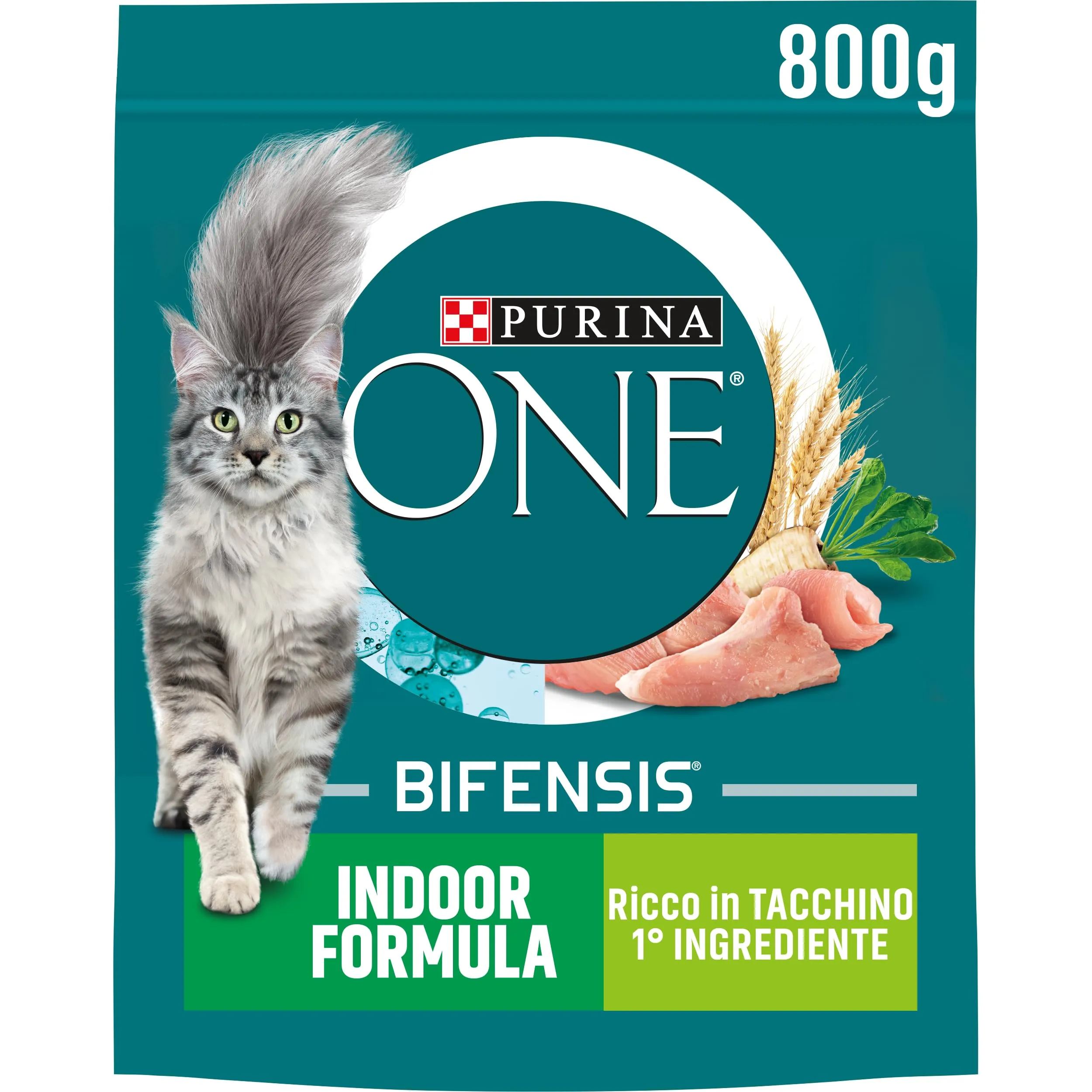 Purina One Bifensis Indoor Formula Crocchette Gatti Tacchino e Cereali 800g - immagine 1