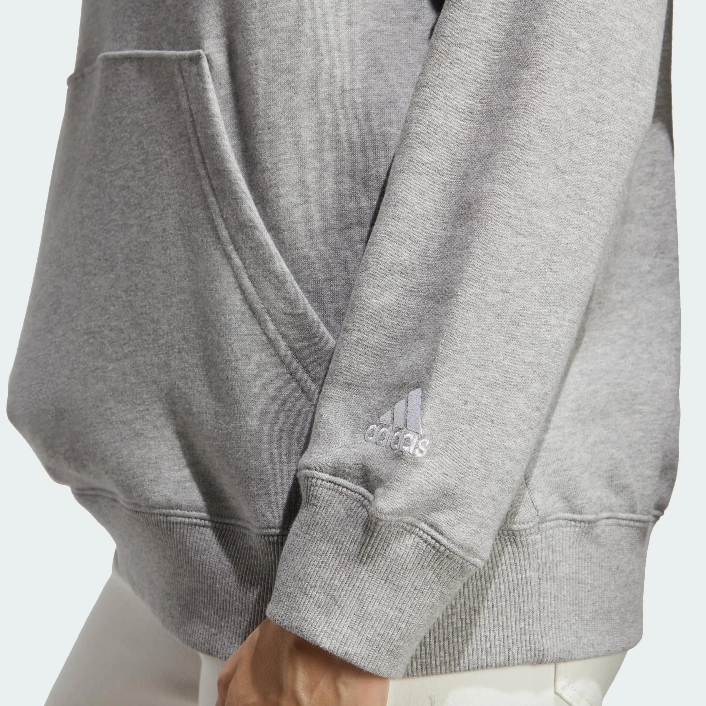 adidas Donna Essentials Linear Hoodie, Medium Grey Heather / White, M - immagine 3