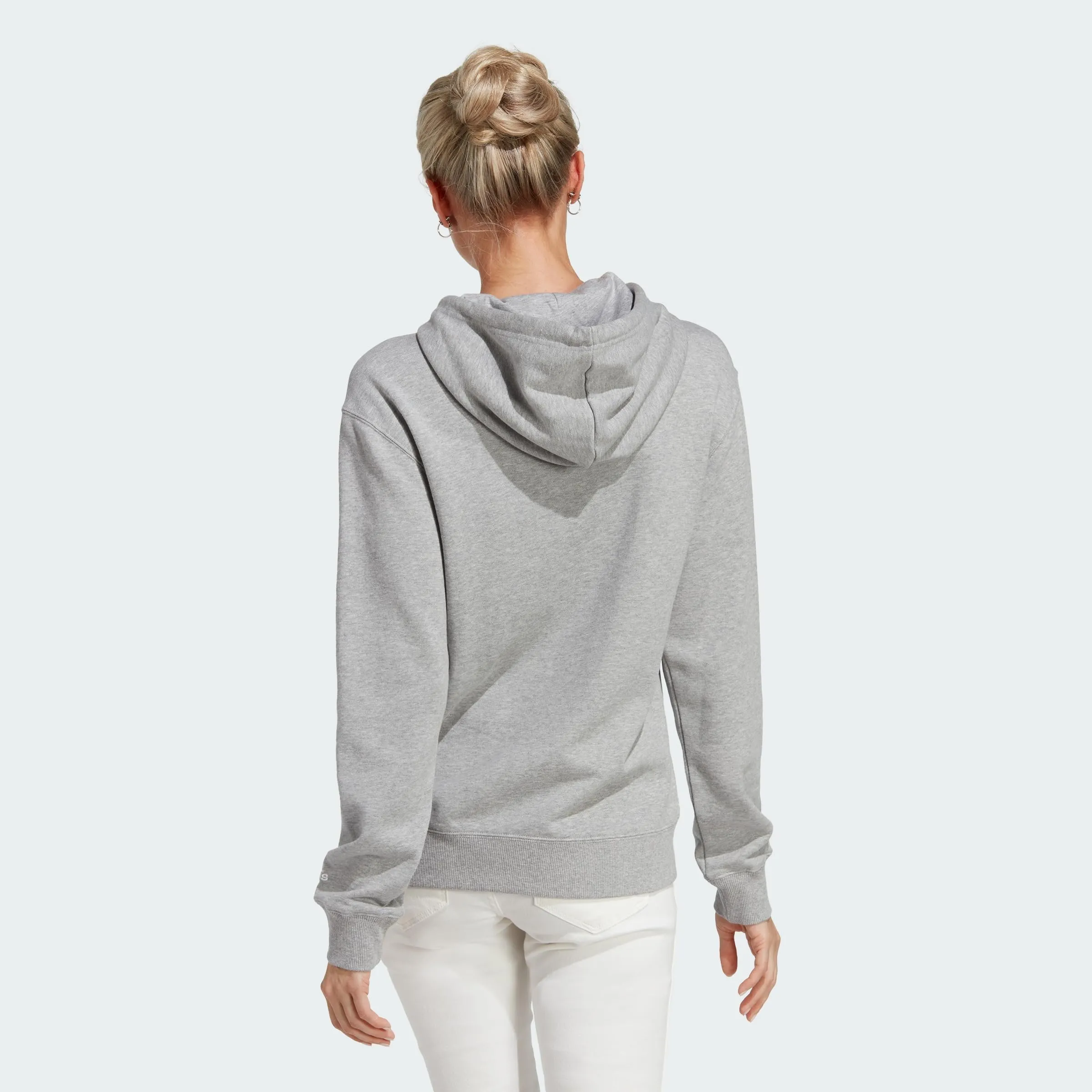 adidas Donna Essentials Linear Hoodie, Medium Grey Heather / White, S - immagine 6