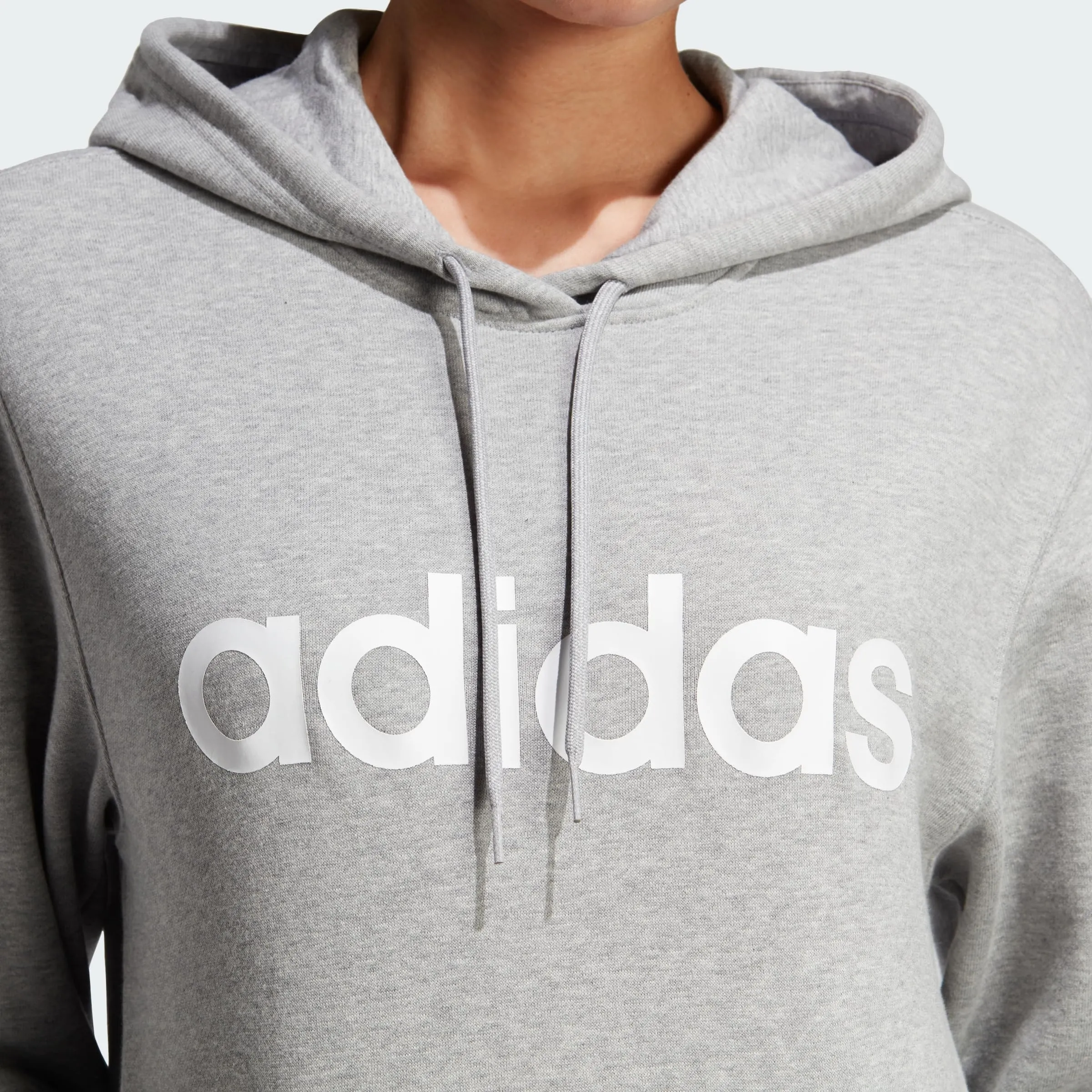 adidas Donna Essentials Linear Hoodie, Medium Grey Heather / White, L - immagine 4