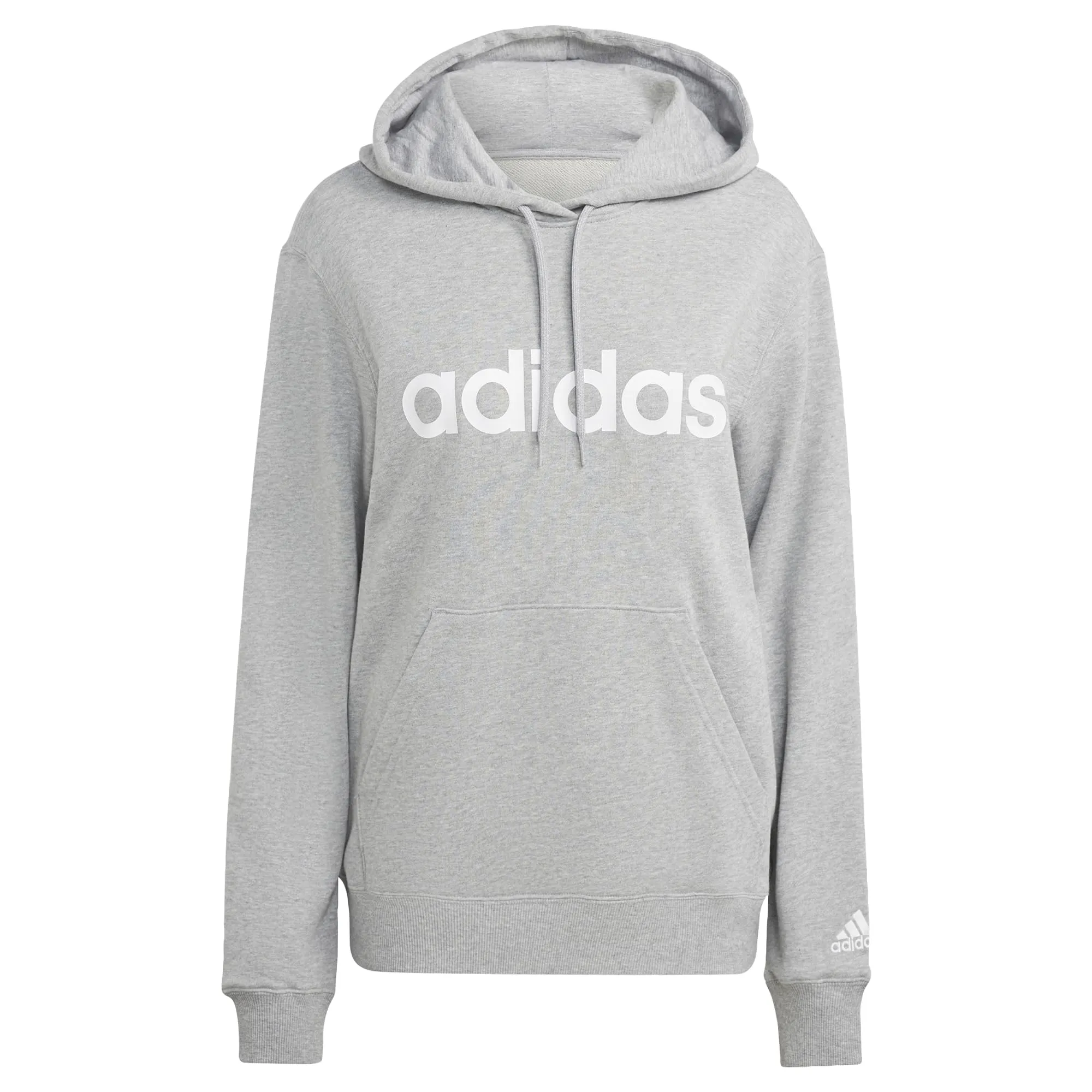 adidas Donna Essentials Linear Hoodie, Medium Grey Heather / White, XS - immagine 1