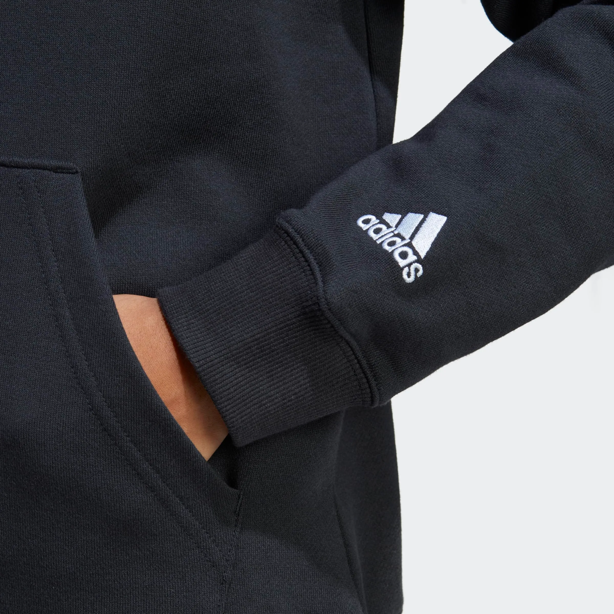adidas Donna Essentials Linear Hoodie, Black / White, L - immagine 4
