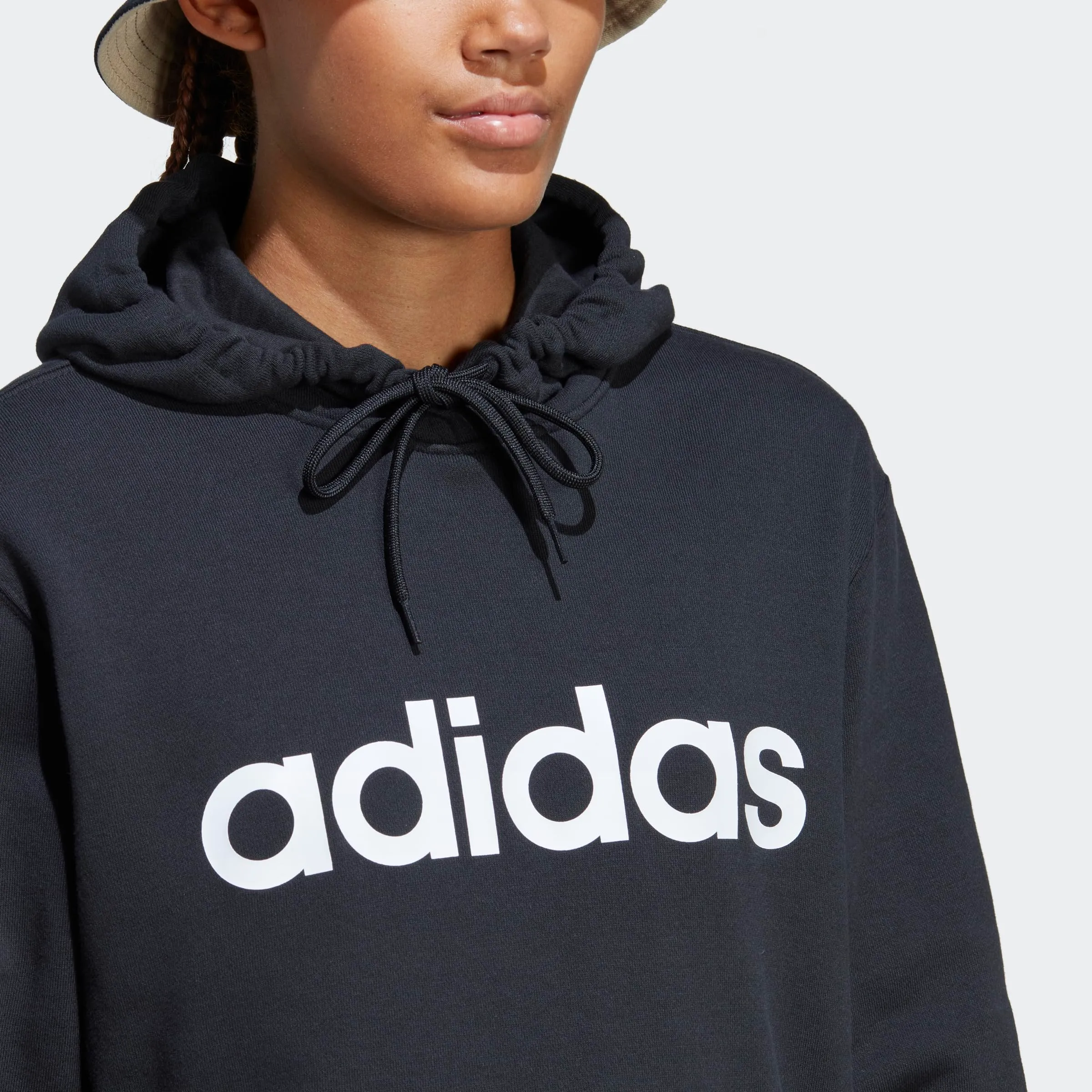 adidas Donna Essentials Linear Hoodie, Black / White, L - immagine 5