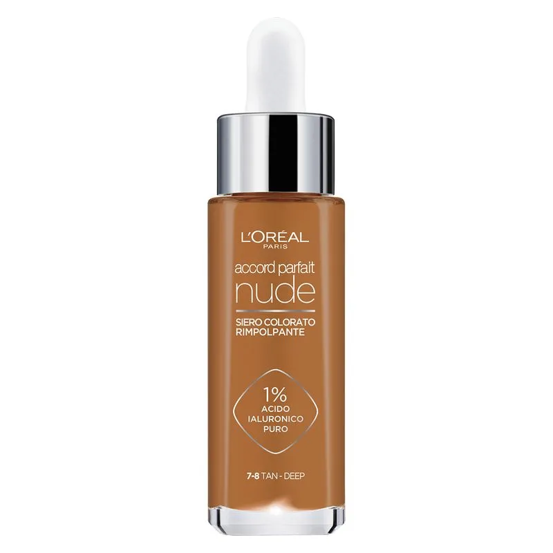 L'Oreal Accord Parfait Nude - Siero Colorato Rimpolpante 7-8 Tan Deep - immagine 1