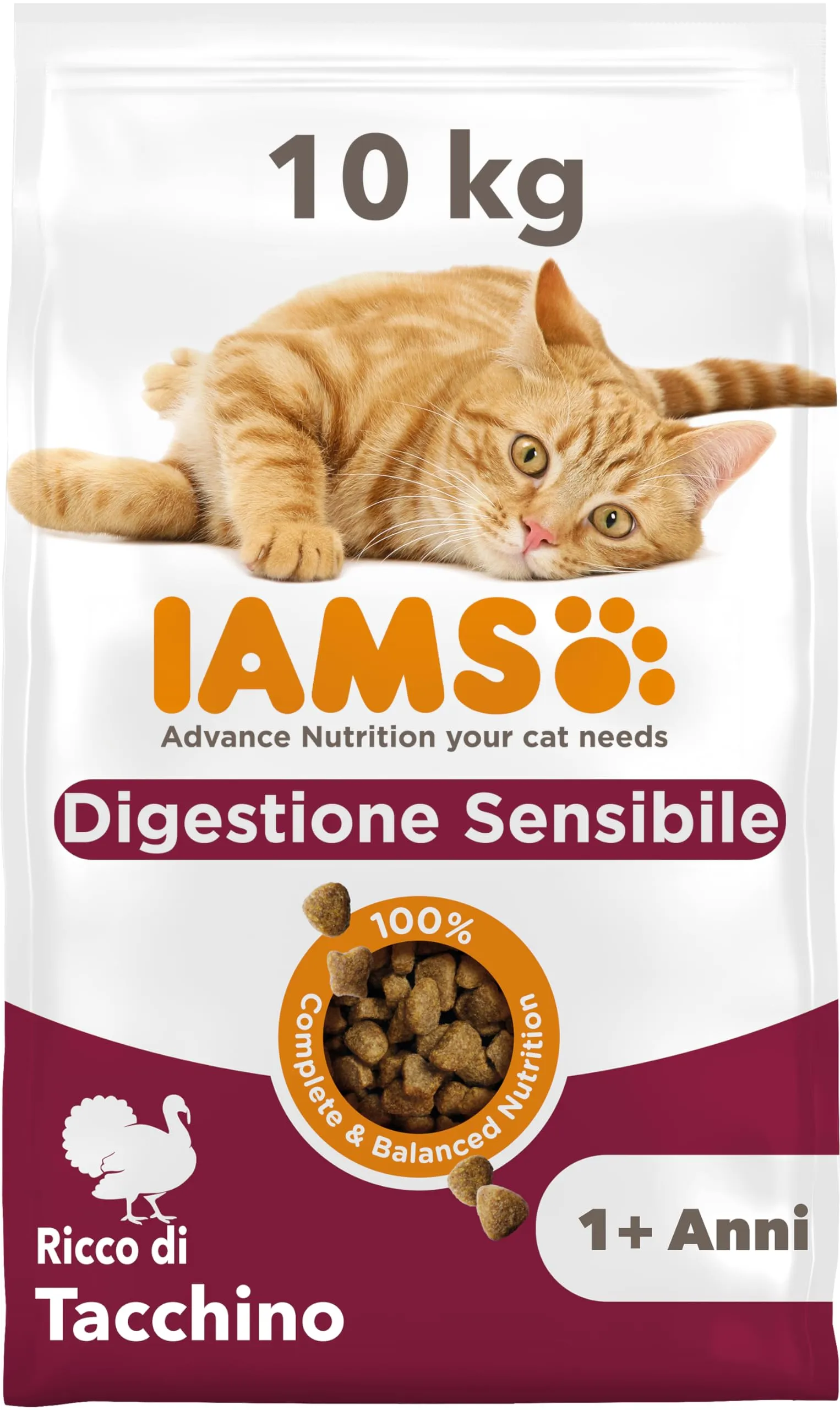 IAMS Sensitive Digestion - Cibo secco per gatti sensibili, 10 kg - immagine 1