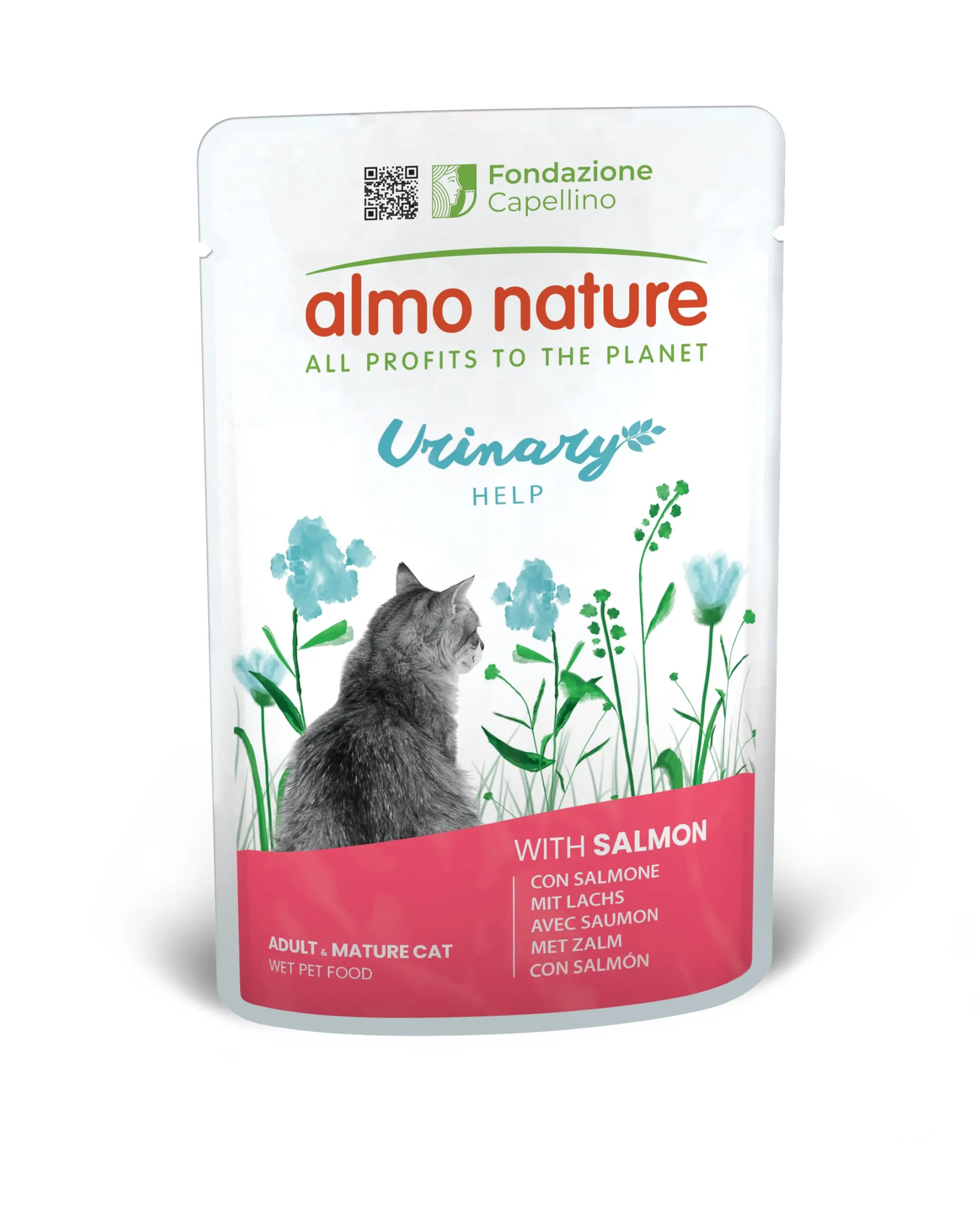 almo nature Functional Urinary Help - Cibo Umido per Gatti Adulti al Salmone - Supporto per Il Benessere delle Vie Urinarie - 30 Buste da 70g - immagine 1