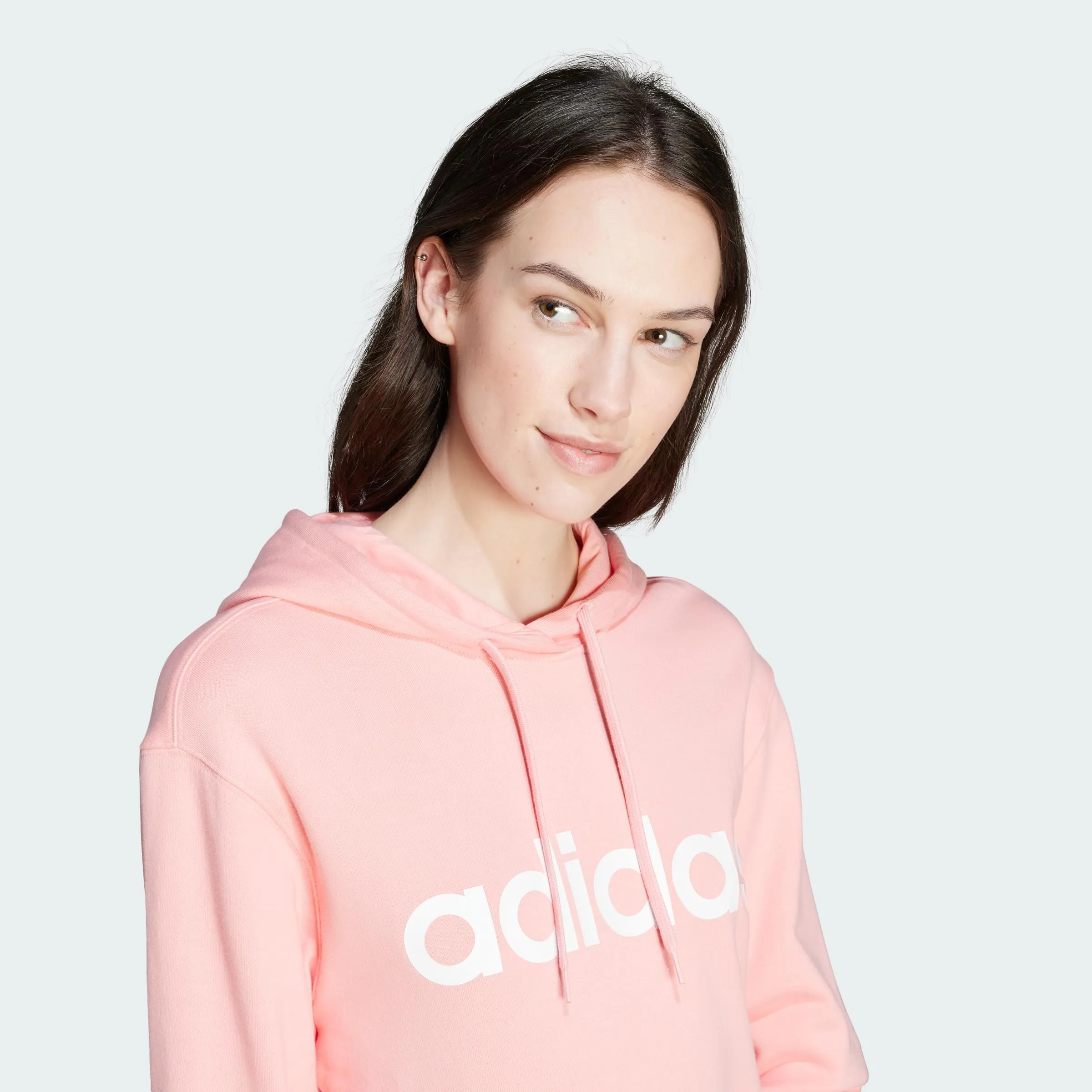 Adidas Donna Essentials Linear Hoodie, Semi Pink Spark, XS - immagine 3