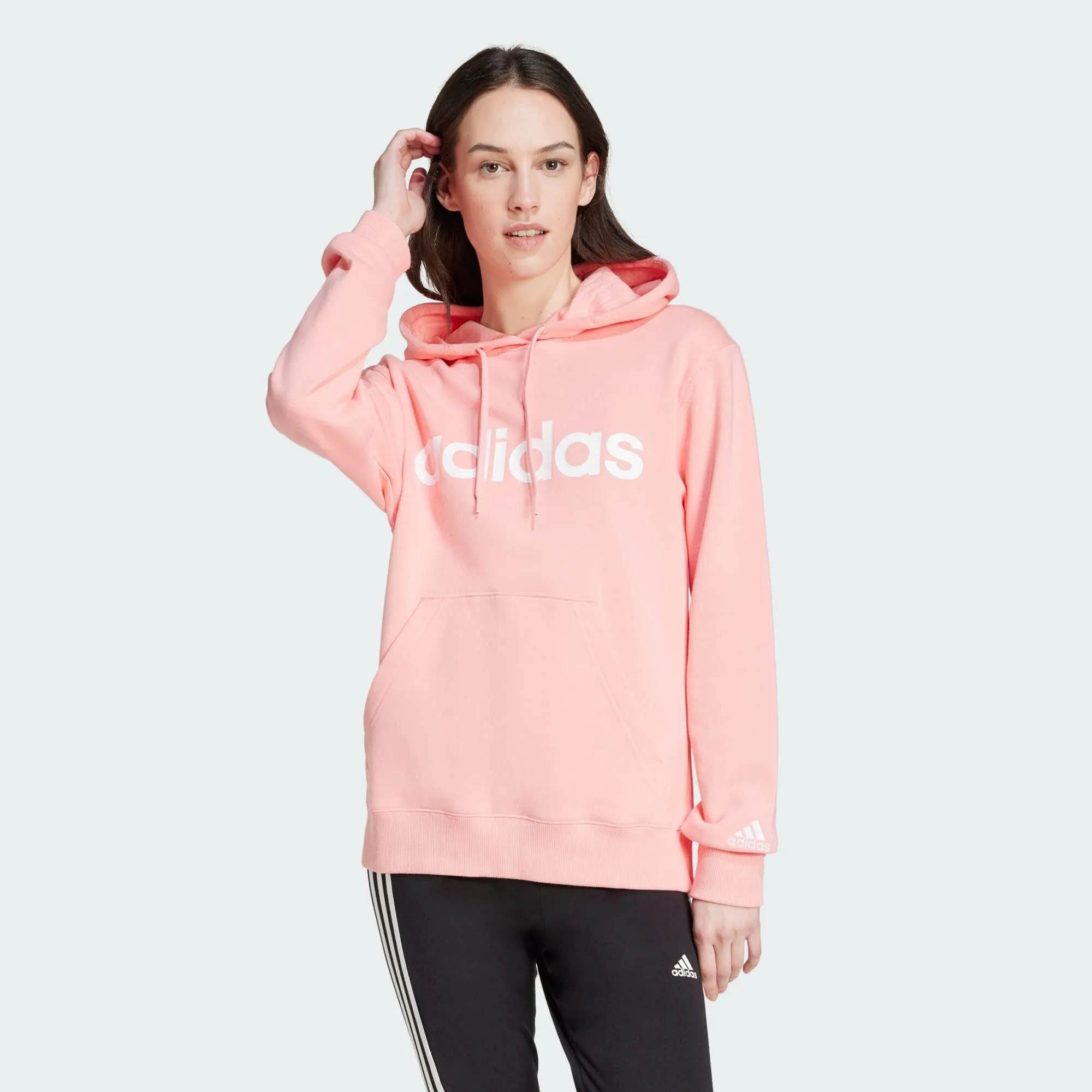 Adidas Donna Essentials Linear Hoodie, Semi Pink Spark, S - immagine 2