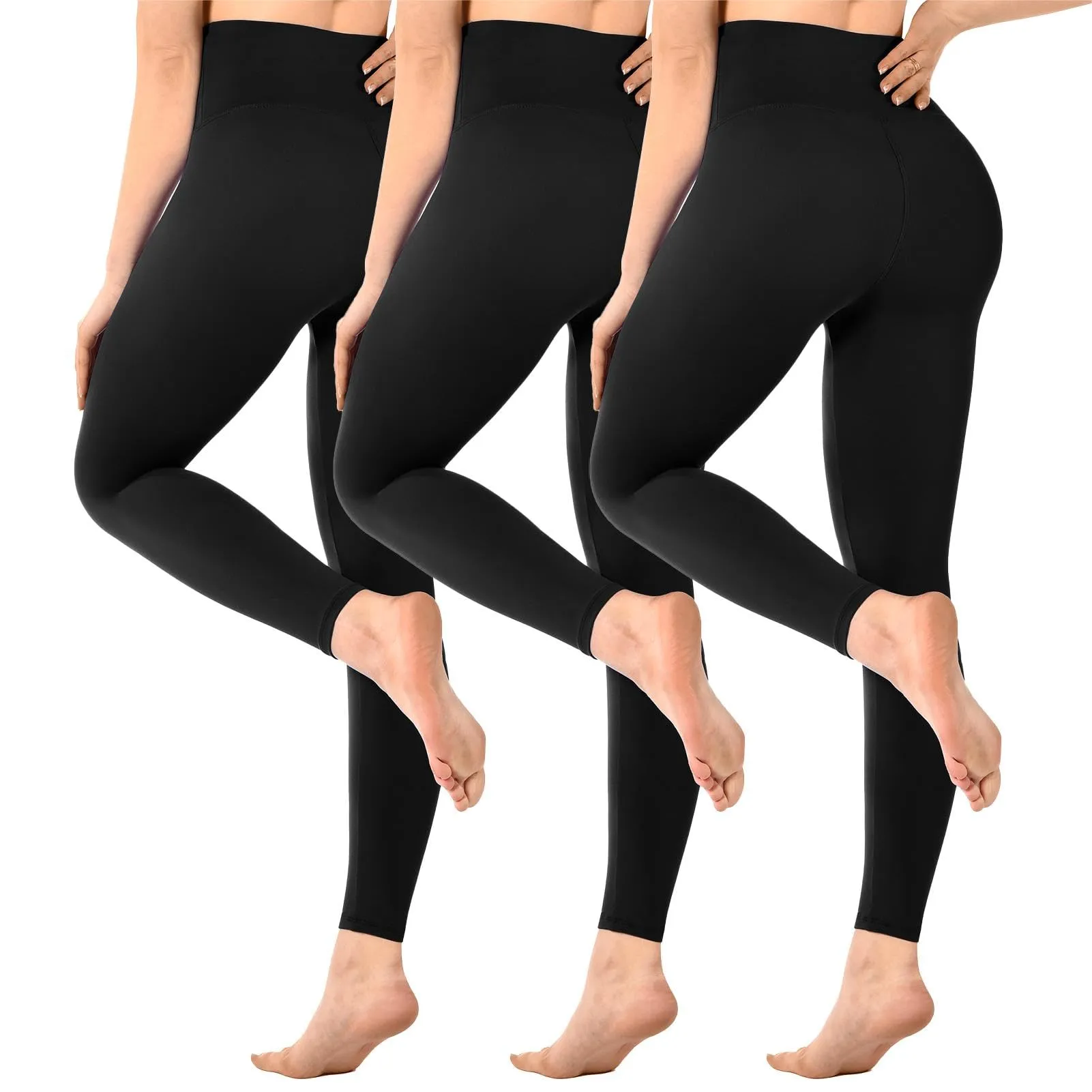 Sinophant - Leggings da donna, a vita alta, opachi, neri, per palestra, yoga, sport, confezione da 3, S-M - immagine 1