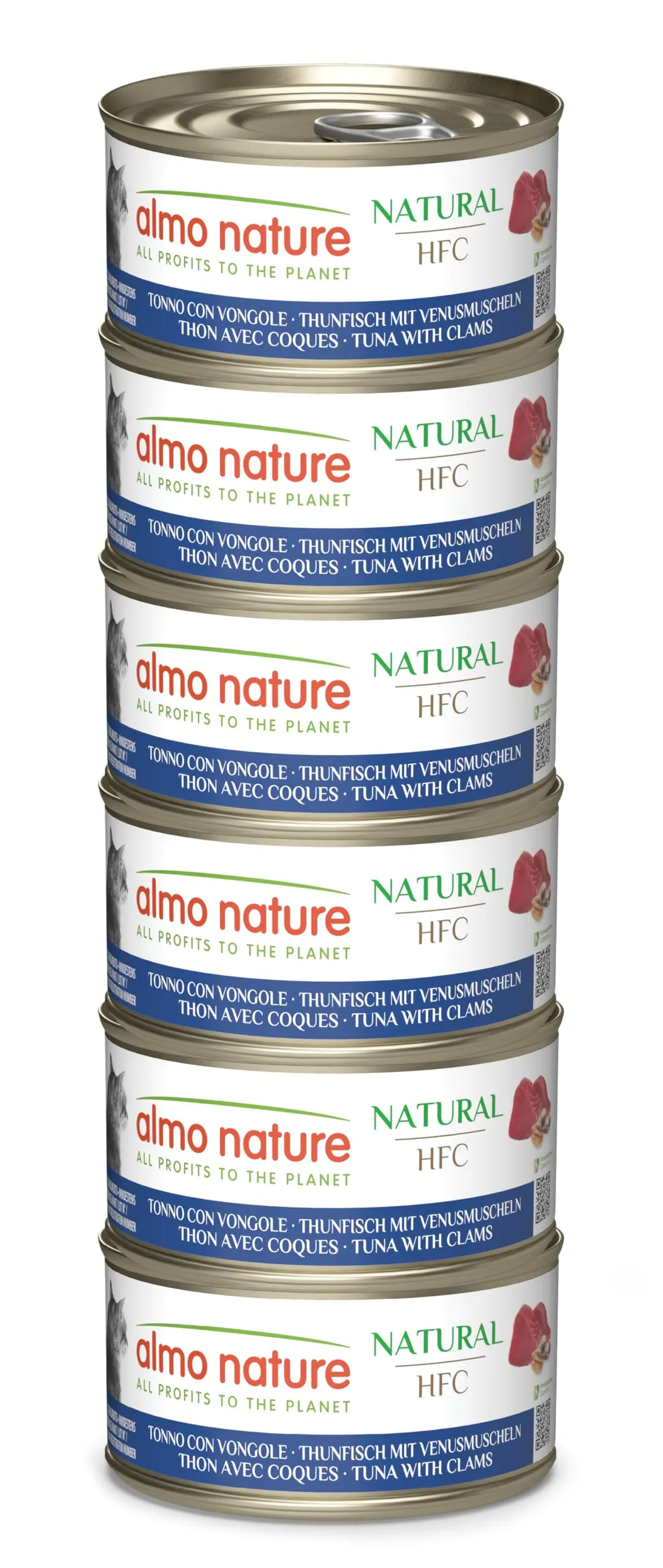 Almo Nature HFC Natural Alimento Umido per Gatti - Tonno con Vongole - Confezione da 420 g (6 x 70 g) - immagine 1
