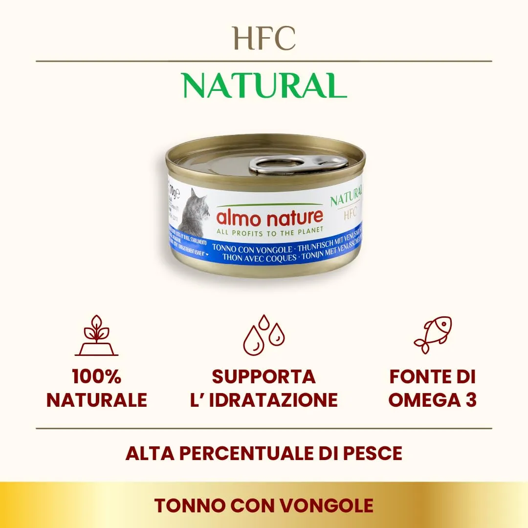 Almo Nature HFC Natural Alimento Umido per Gatti - Tonno con Vongole - Confezione da 420 g (6 x 70 g) - immagine 4
