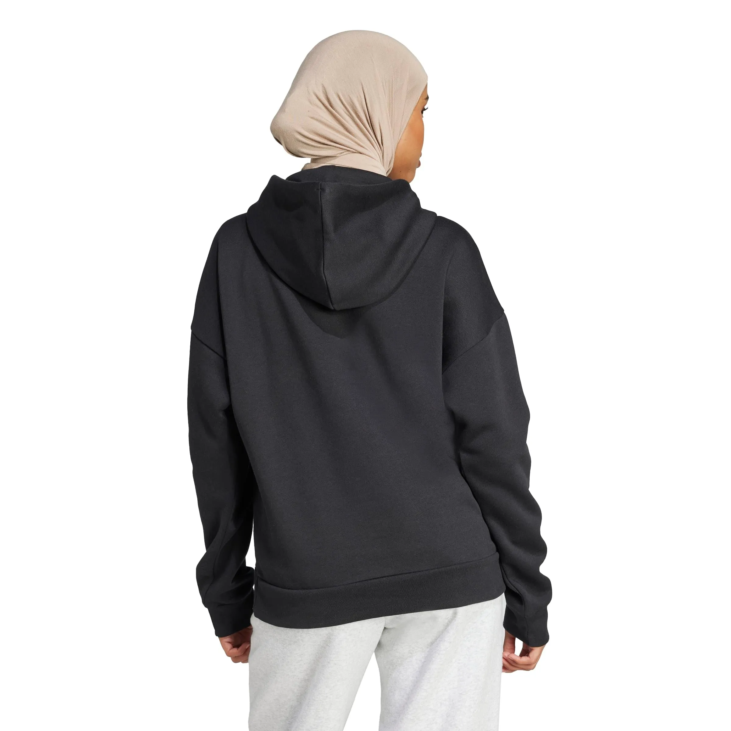 adidas Donna Essentials Linear Fleece Hoodie Sweatshirt, Black/White, M - immagine 2