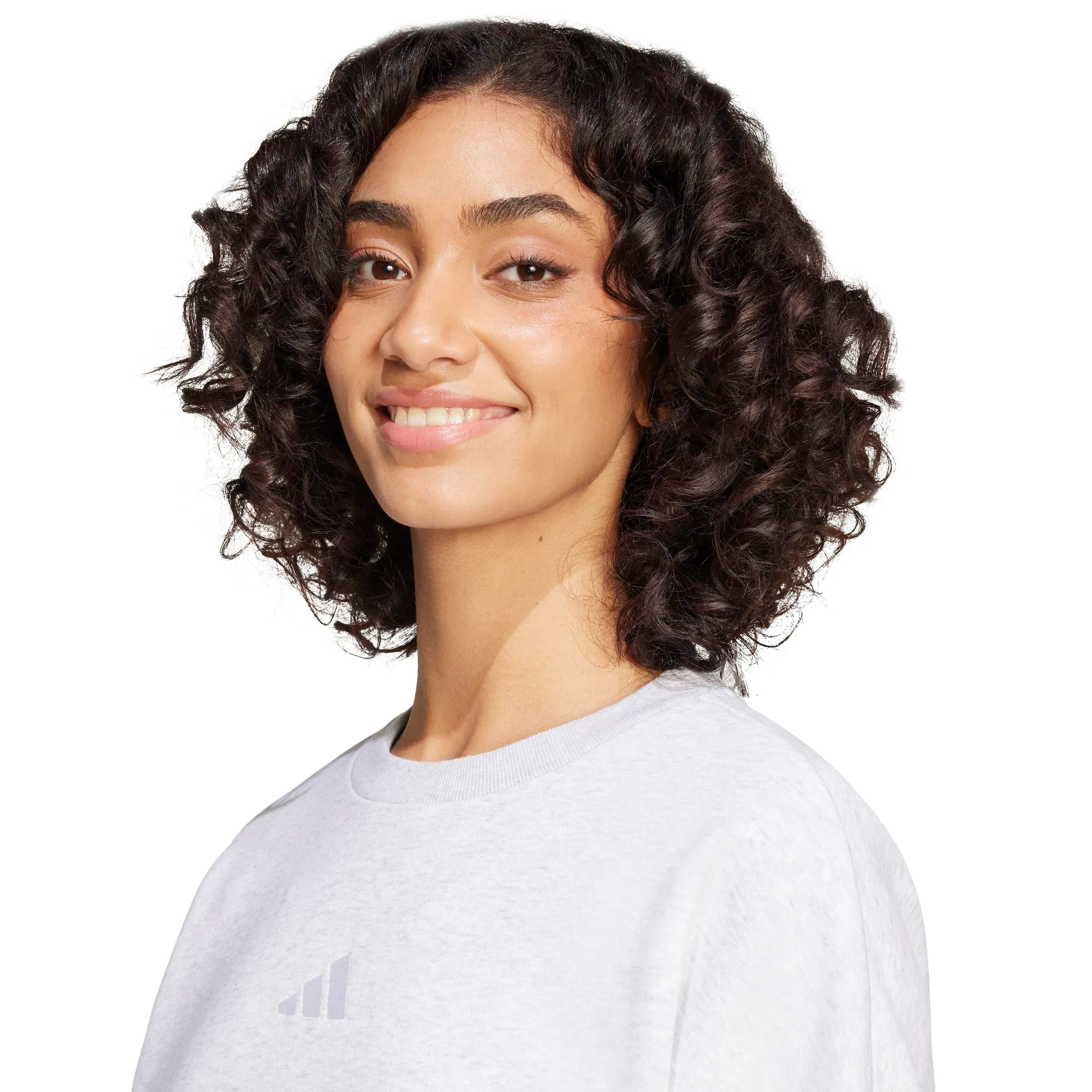 adidas Donna Essentials 3-Stripes Fleece Sweatshirt, Light Grey Heather/White, M - immagine 3