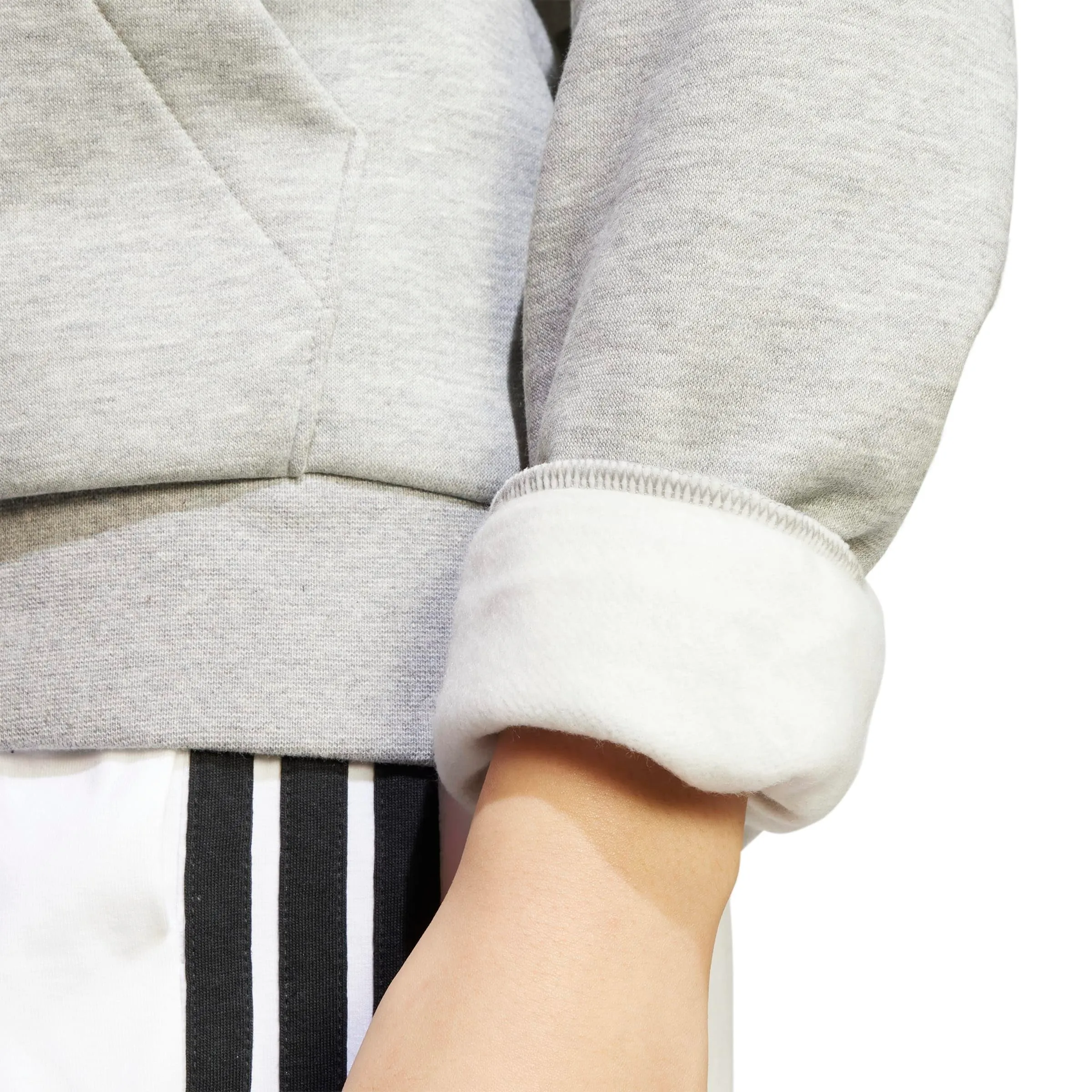 Adidas Femme Essentials Linear Fleece Hoodie, Medium Grey Heather/Black, XS - immagine 5
