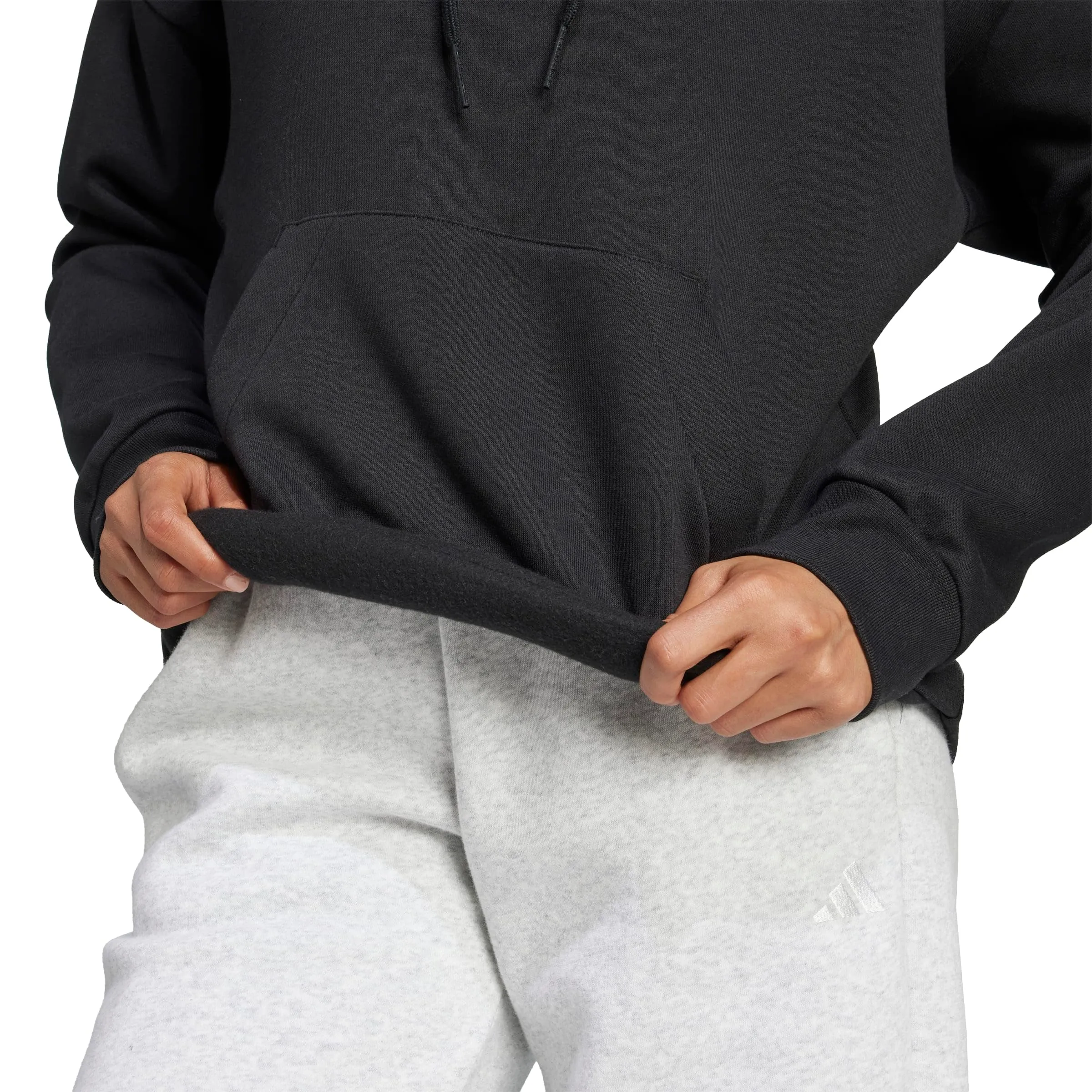 adidas Donna Essentials Linear Fleece Hoodie Sweatshirt, Black/White, S - immagine 5