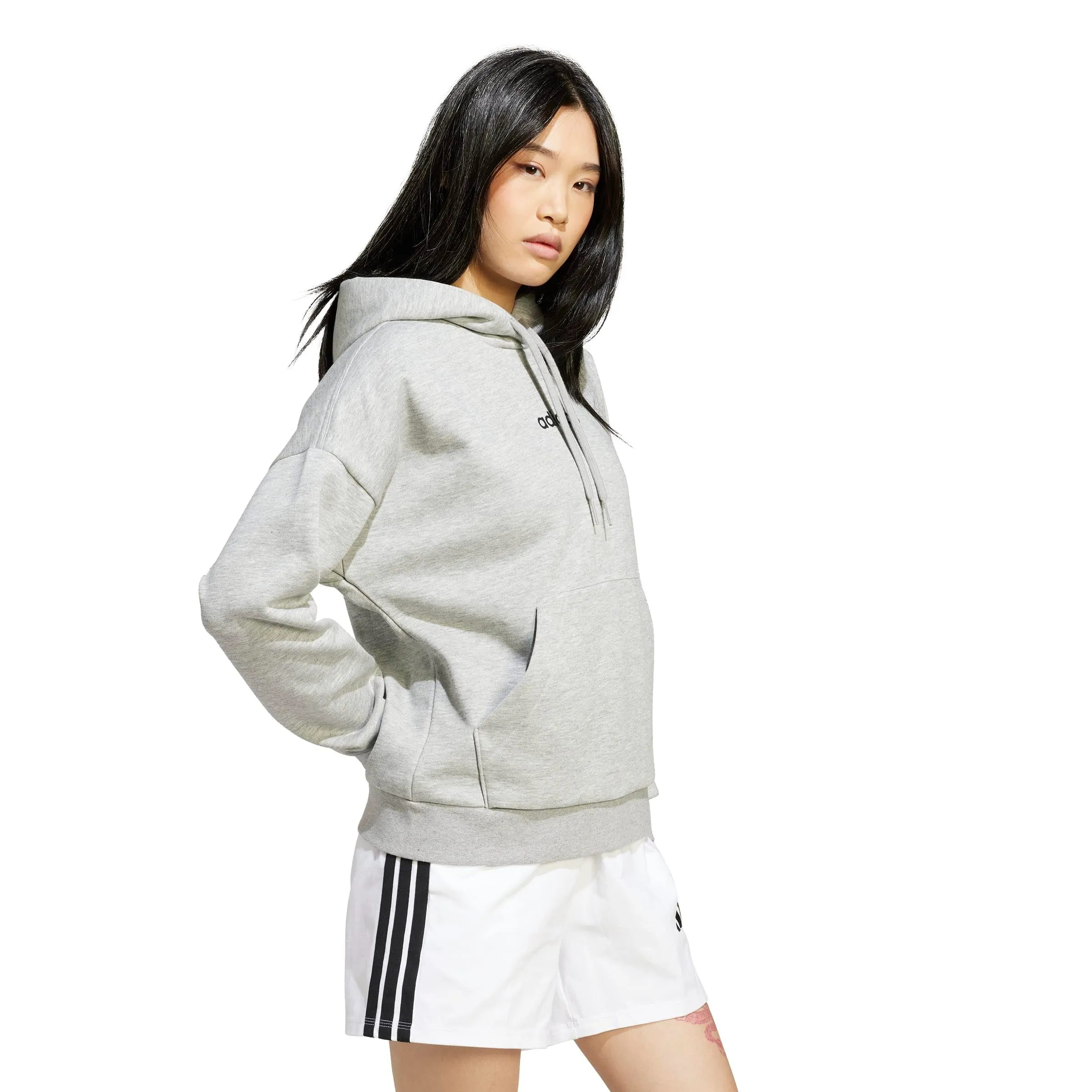 Adidas Femme Essentials Linear Fleece Hoodie, Medium Grey Heather/Black, L - immagine 6
