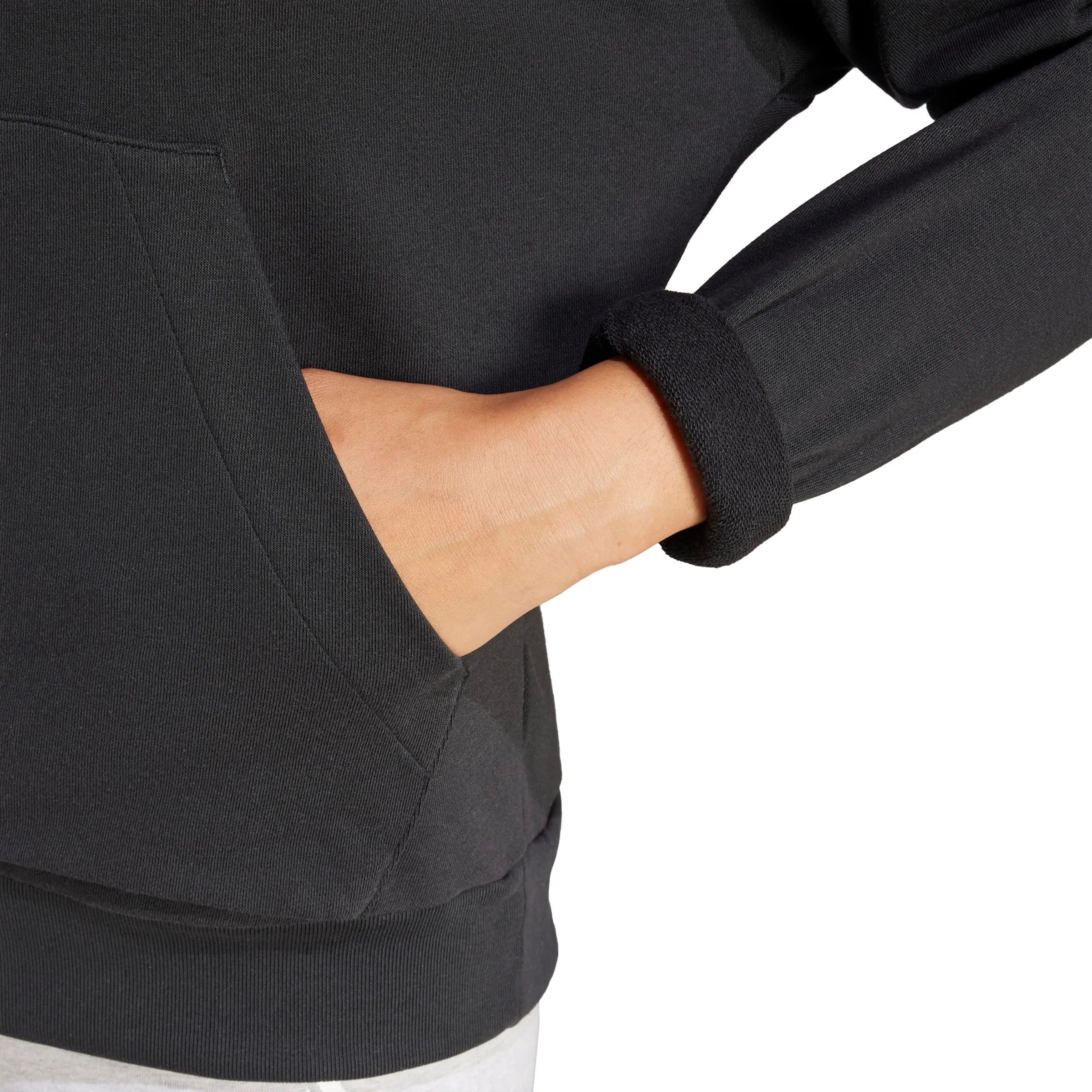 adidas Donna Essentials Small Logo French Terry Hoodie Sweatshirt, black/white, L - immagine 5