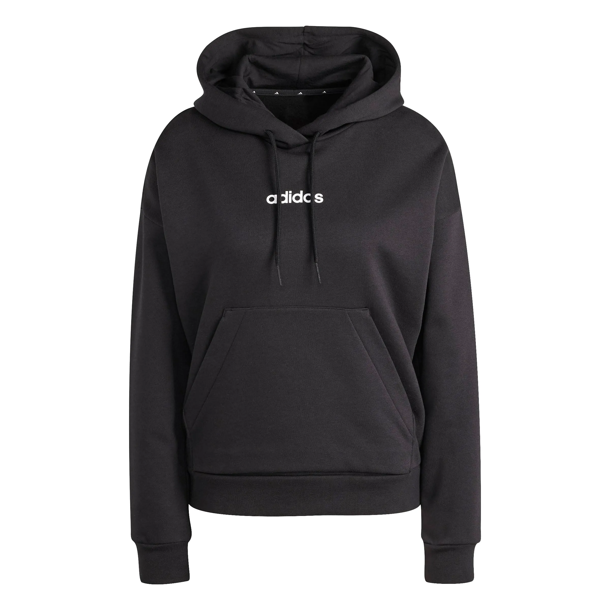 adidas Donna Essentials Linear Fleece Hoodie Sweatshirt, Black/White, XL - immagine 1