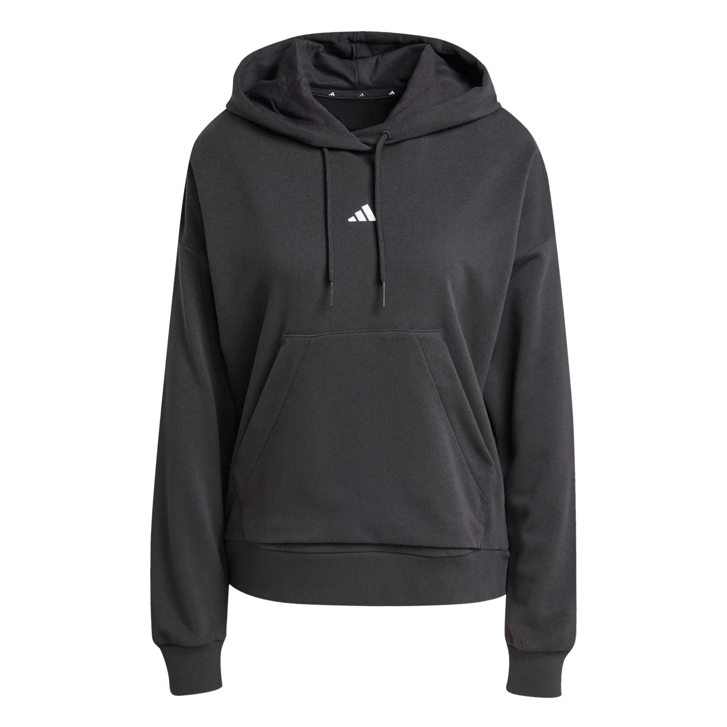 adidas Donna Essentials Small Logo French Terry Hoodie Sweatshirt, Black/White, XL - immagine 1