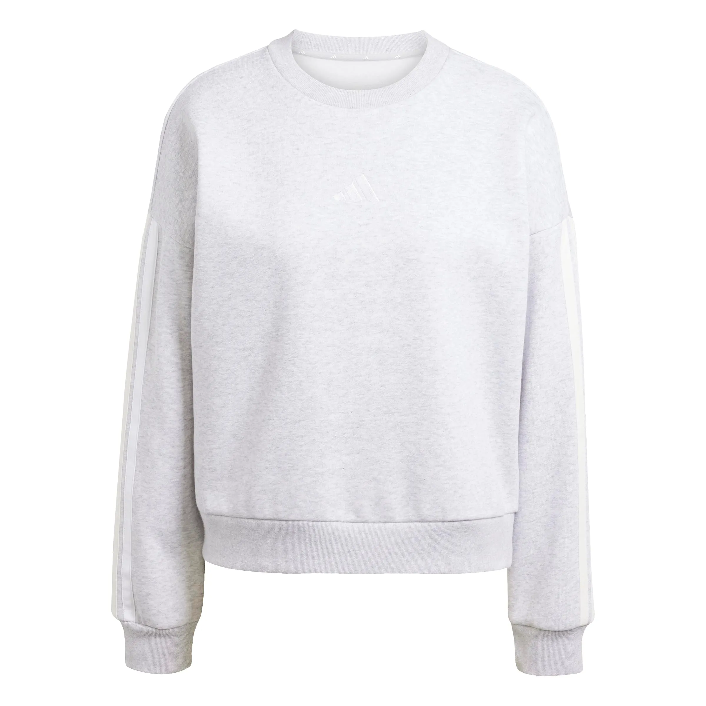 adidas Donna Essentials 3-Stripes Fleece Sweatshirt, Light Grey Heather/White, XXS - immagine 1