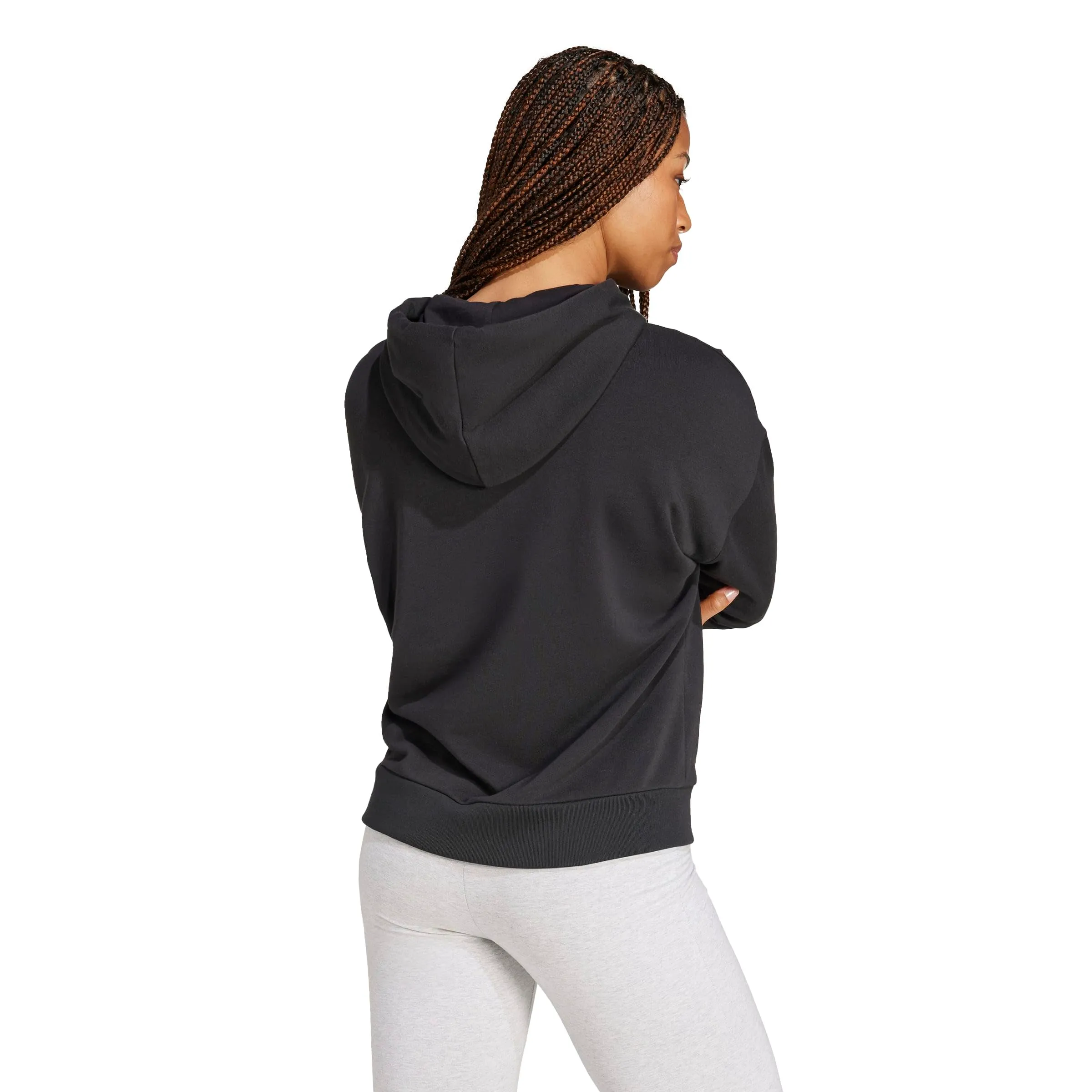 adidas Donna Essentials Small Logo French Terry Hoodie Sweatshirt, Black/White, M - immagine 2