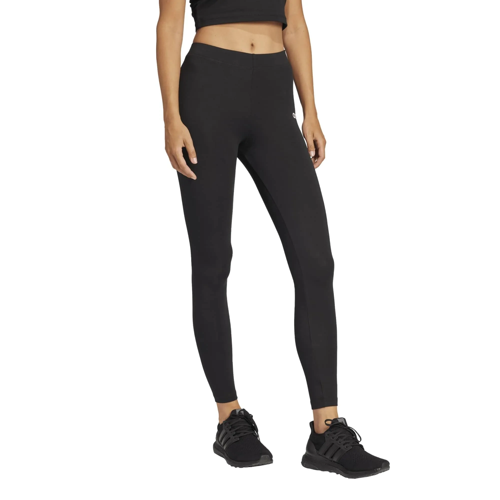 adidas Donna Essentials Linear Cotton Leggings Tights, Black/White, XS - immagine 4