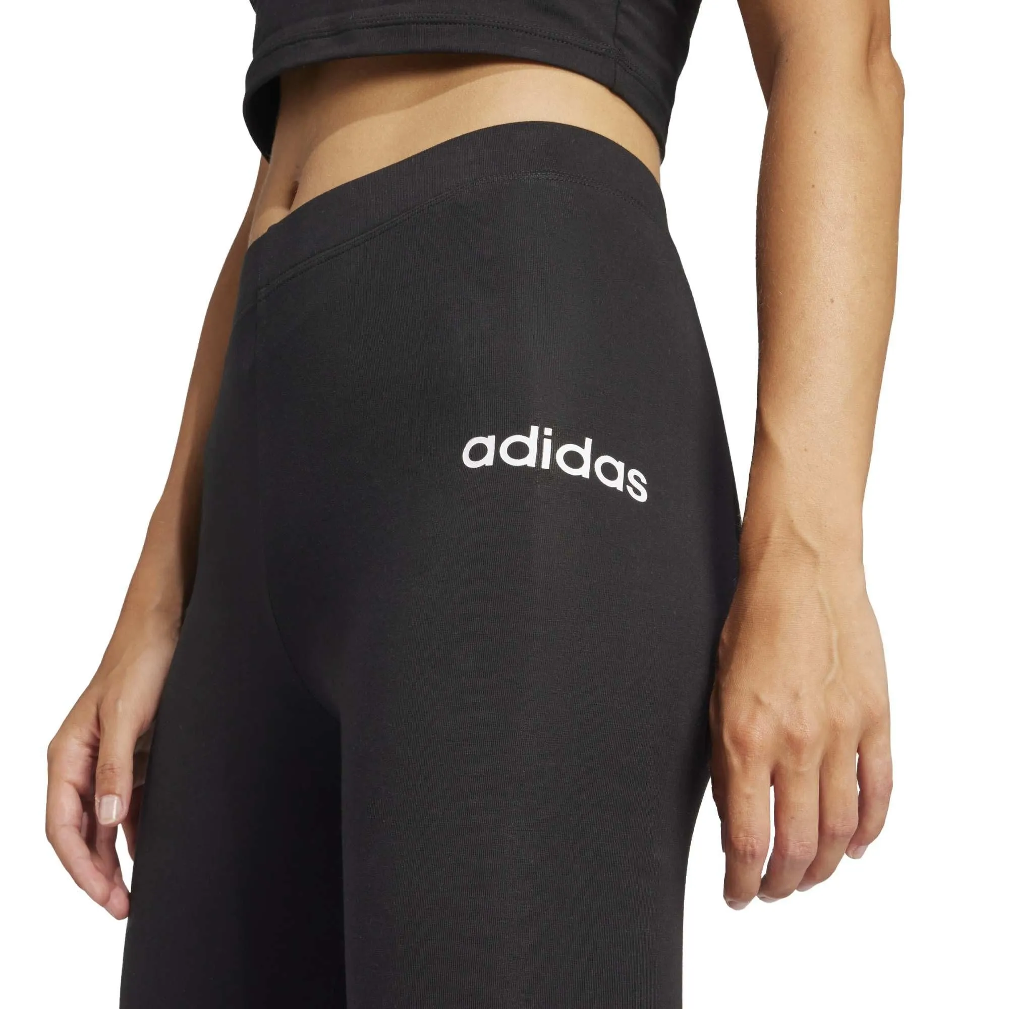 adidas Donna Essentials Linear Cotton Leggings Tights, Black/White, XL - immagine 5