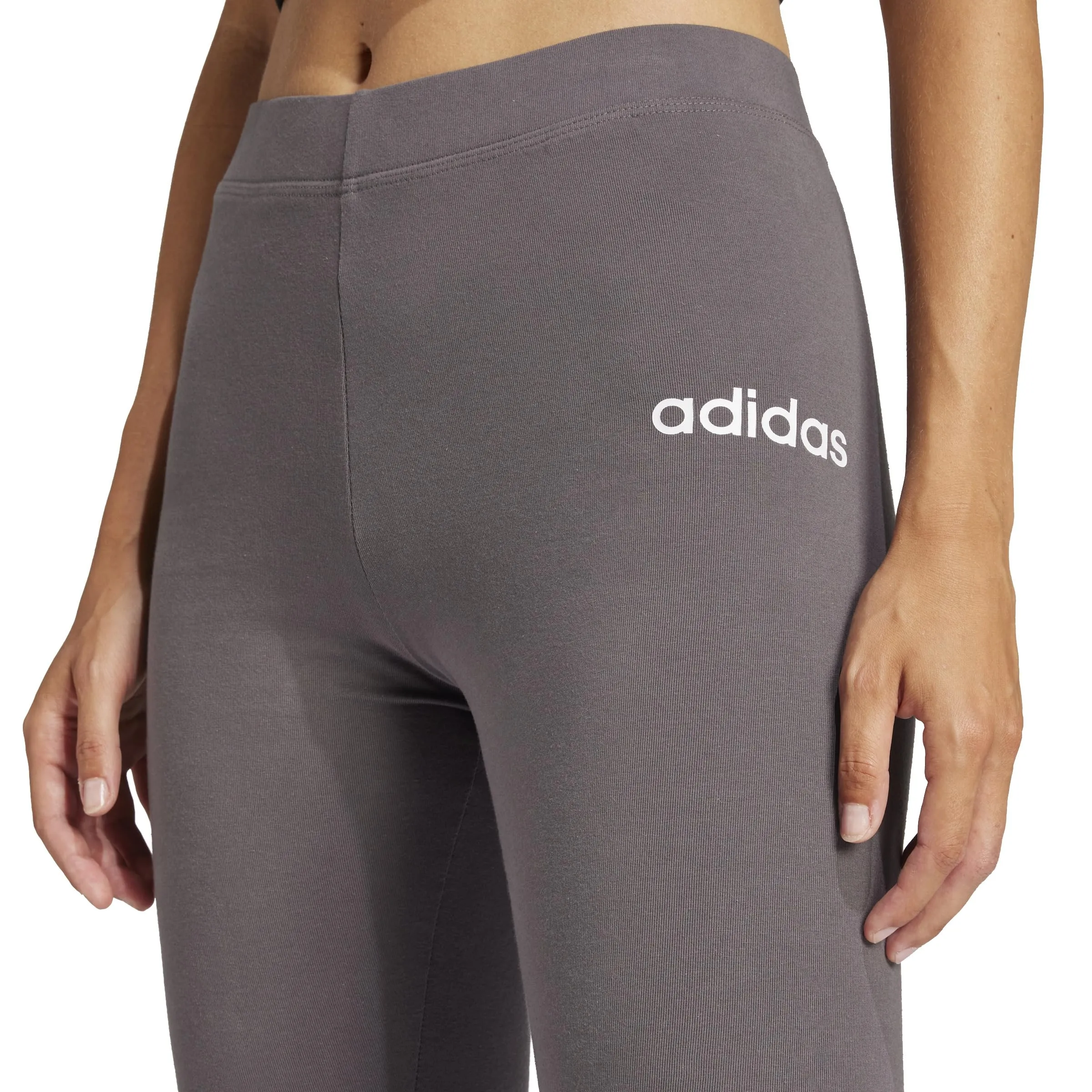 Adidas Donna Essentials Linear Cotton Leggings, Grey Strata/White, S - immagine 2