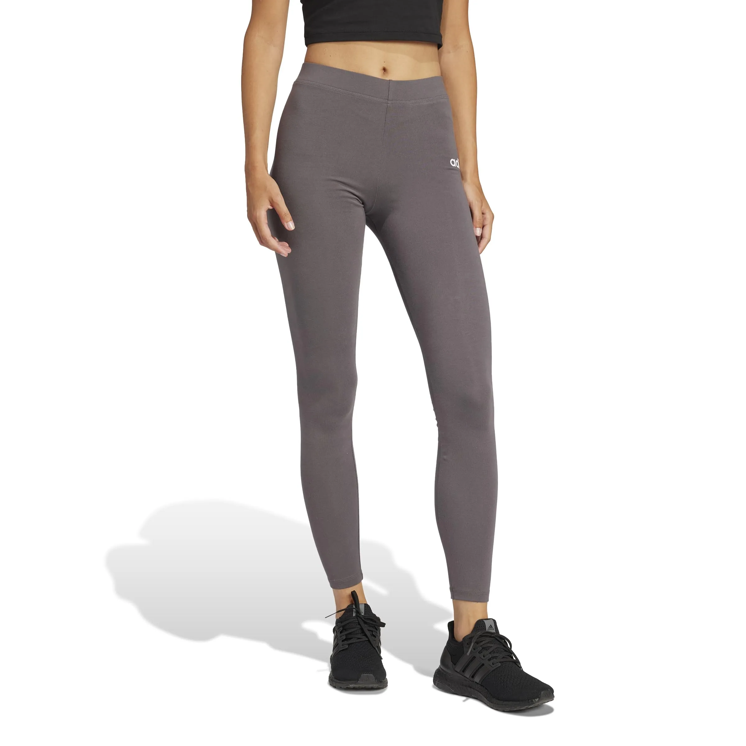 Adidas Donna Essentials Linear Cotton Leggings, Grey Strata/White, S - immagine 4