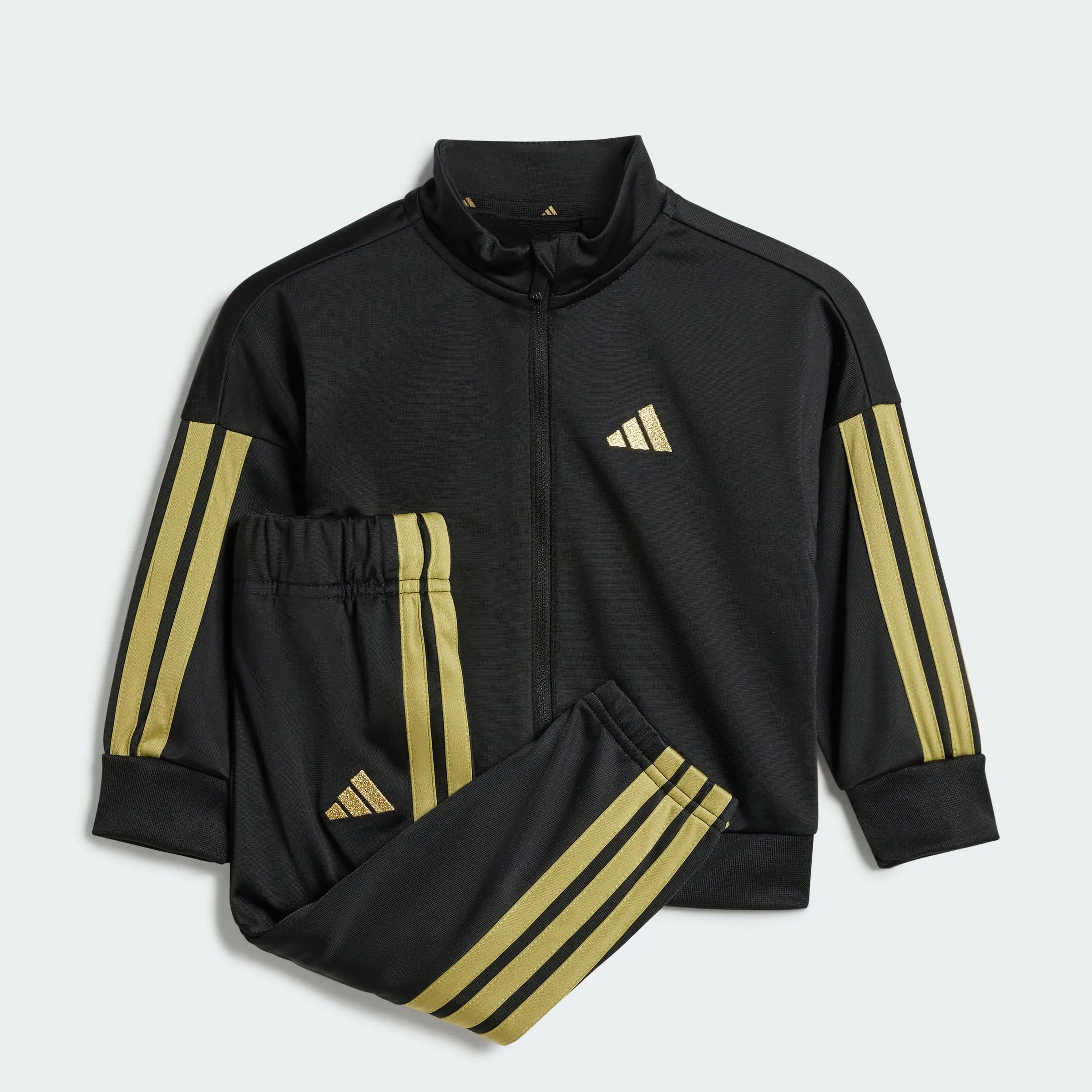 adidas Unisex - Bimbi 0-24 Essentials Climacool Track Suit, Black/Gold Metallic, 9-12 Months - immagine 4