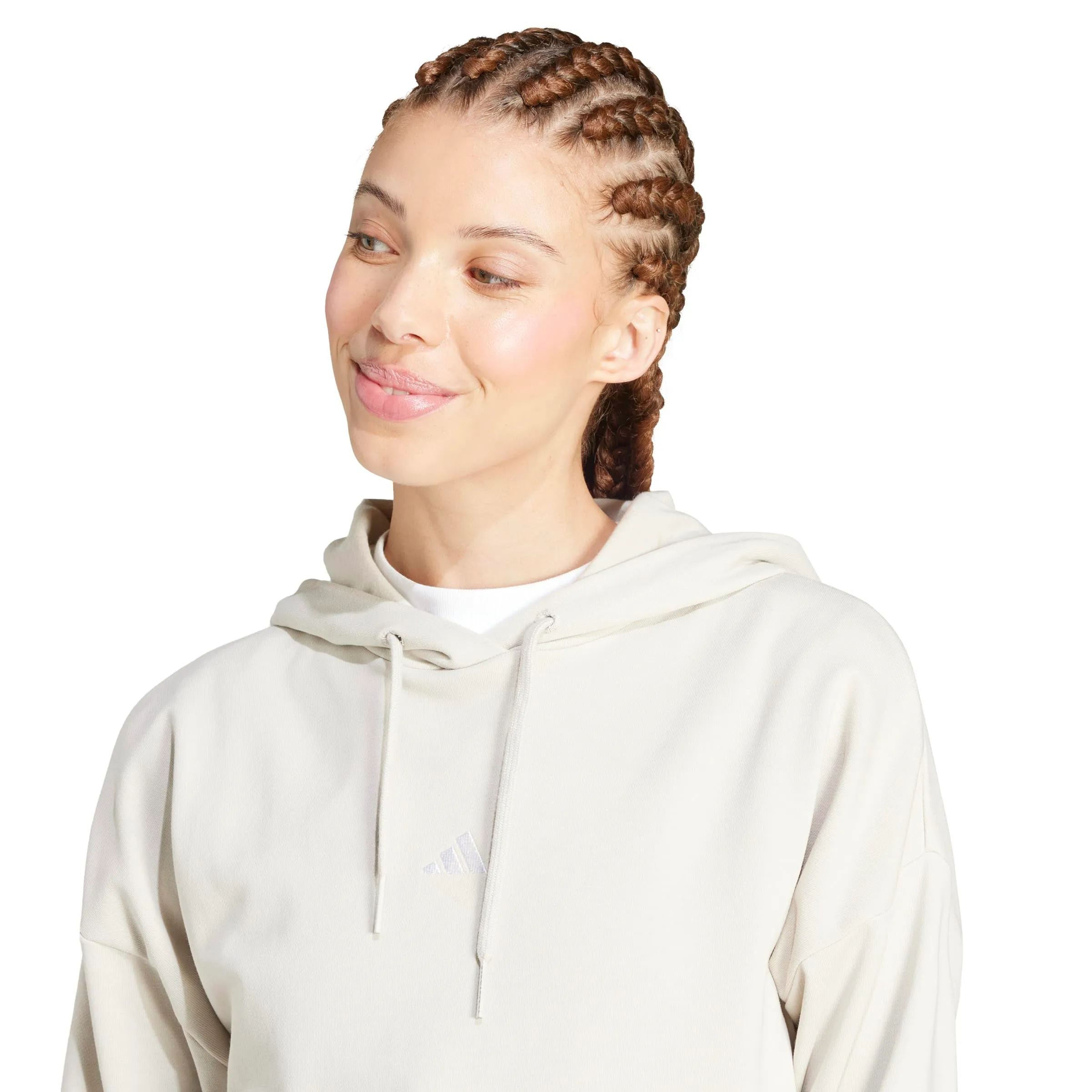 adidas Donna Essentials Small Logo French Terry Hoodie Sweatshirt, Wonder Alumina/White, XS - immagine 3